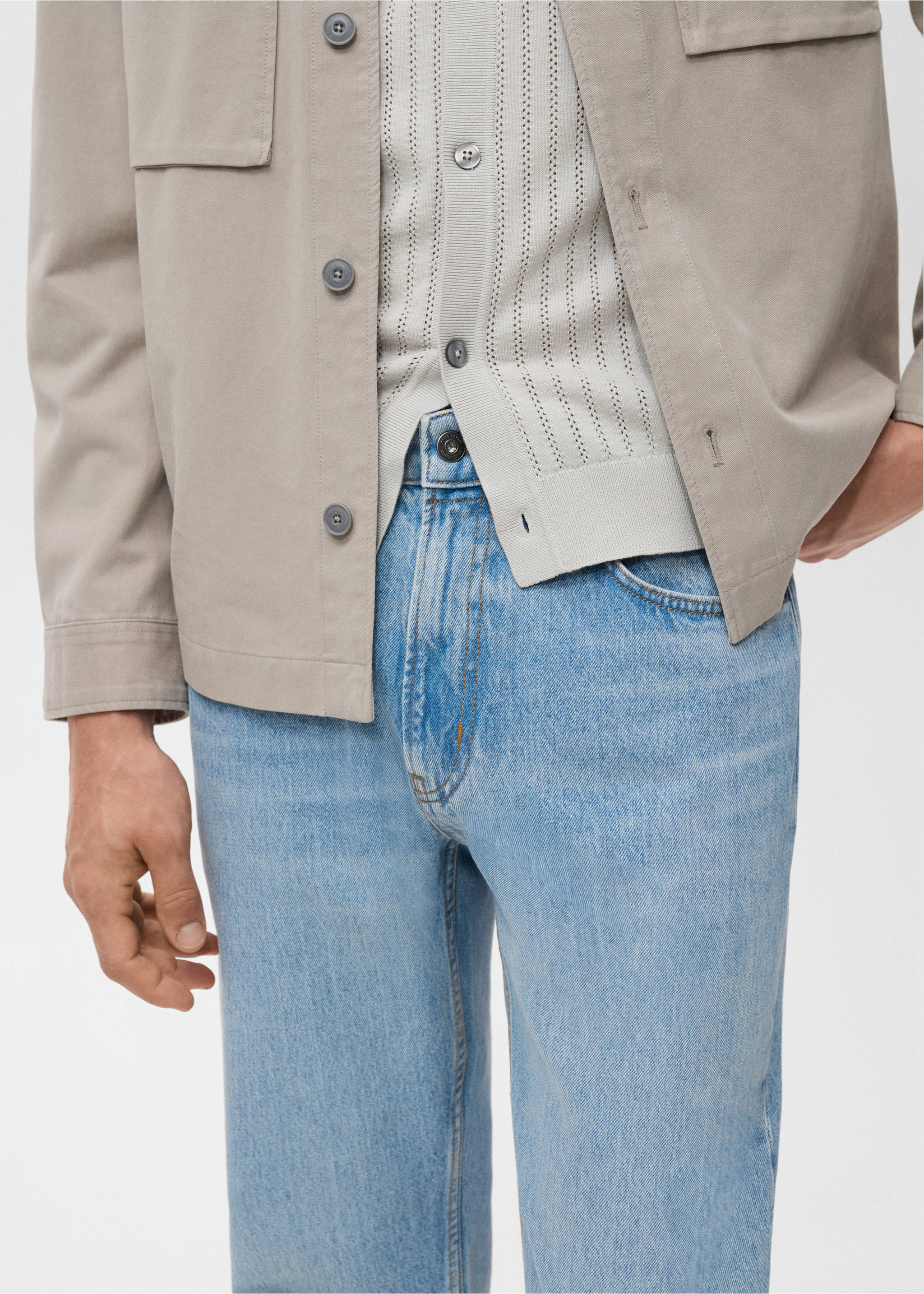 Blugi Moby straight-fit cu prespălare de culoare deschisă - Detaliu al articolului 4, Albastru vintage mediu. Ref: 17005154-00.