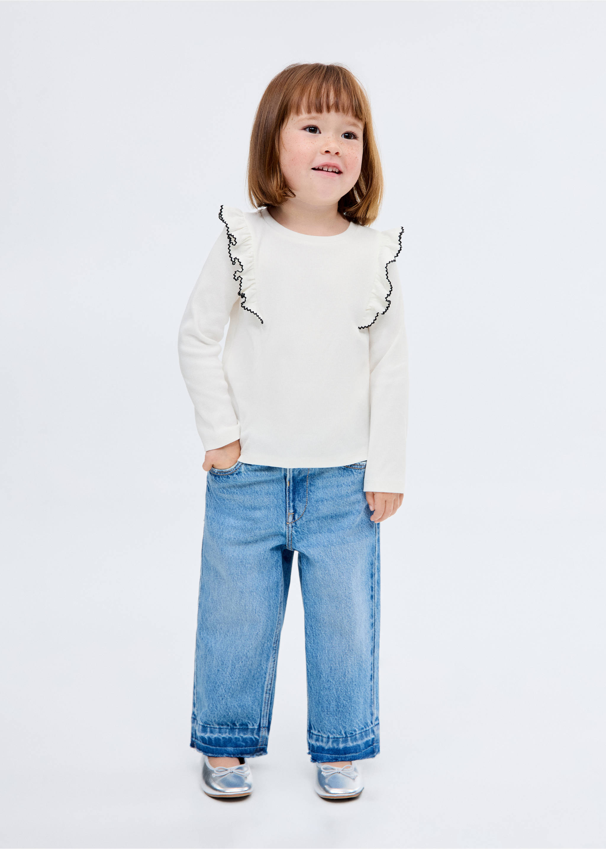 Ruffled ribbed T-shirt - General plane, Off White. Ref: 17005170-00.