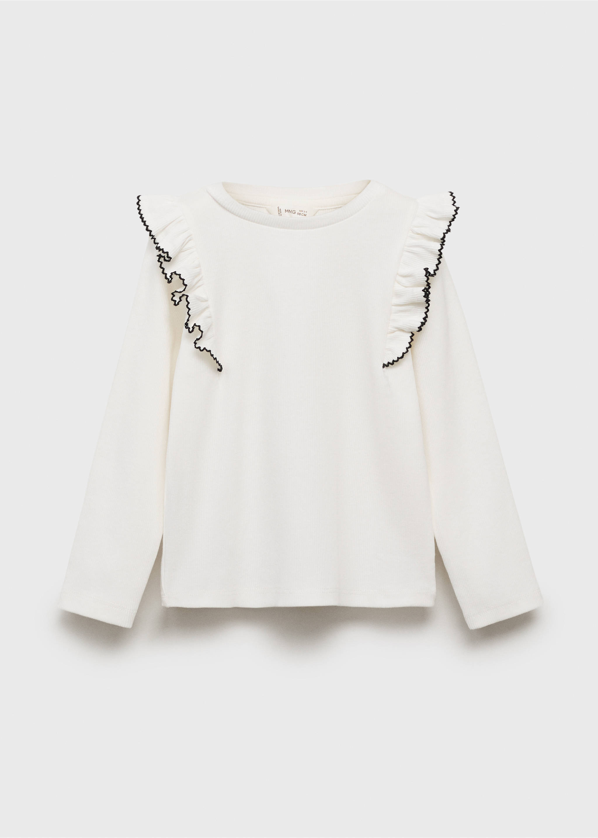 Ruffled ribbed T-shirt - Article without model, Off White. Ref: 17005170-00.