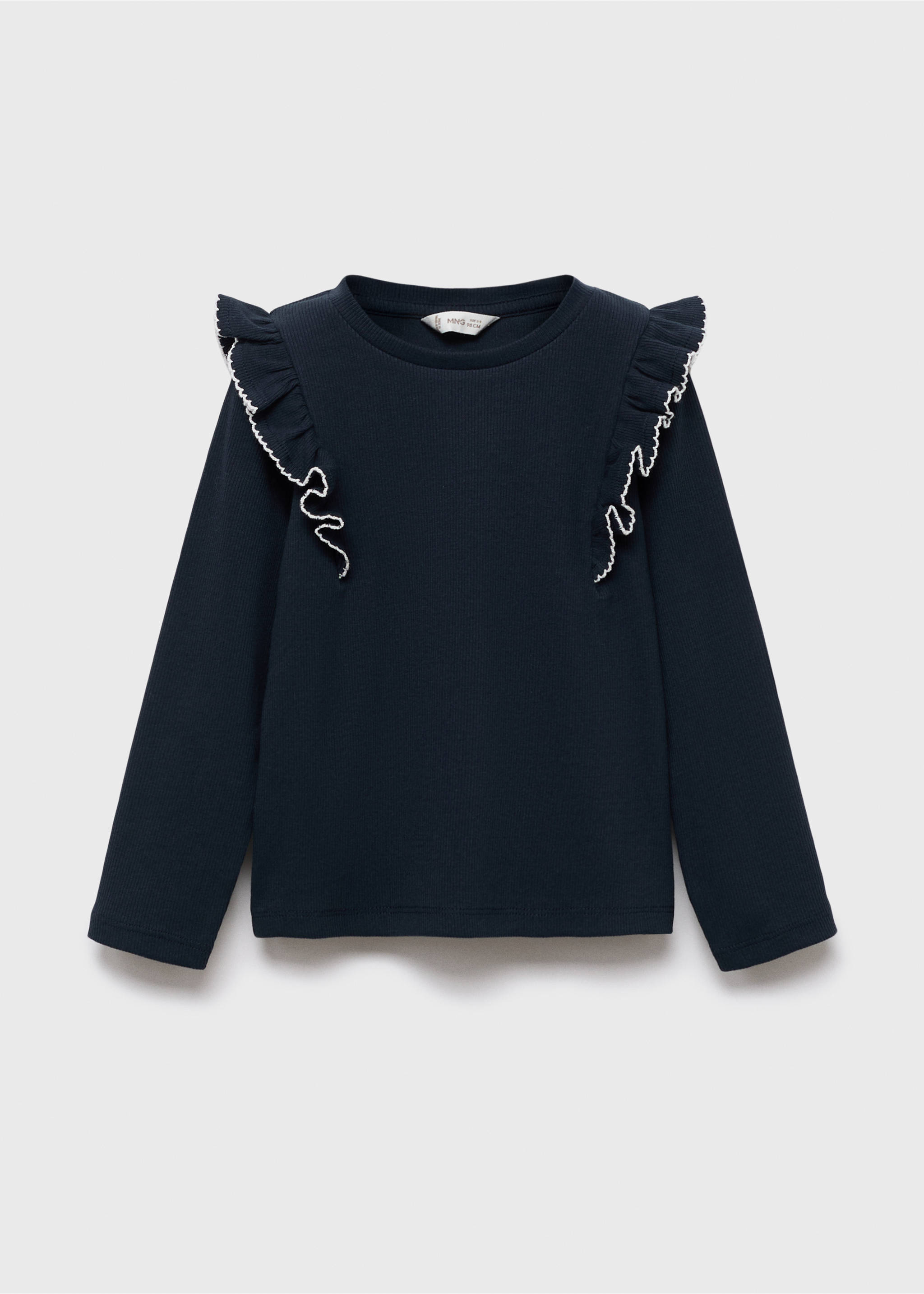 Ruffled ribbed T-shirt - Article without model, Navy. Ref: 17005170-00.