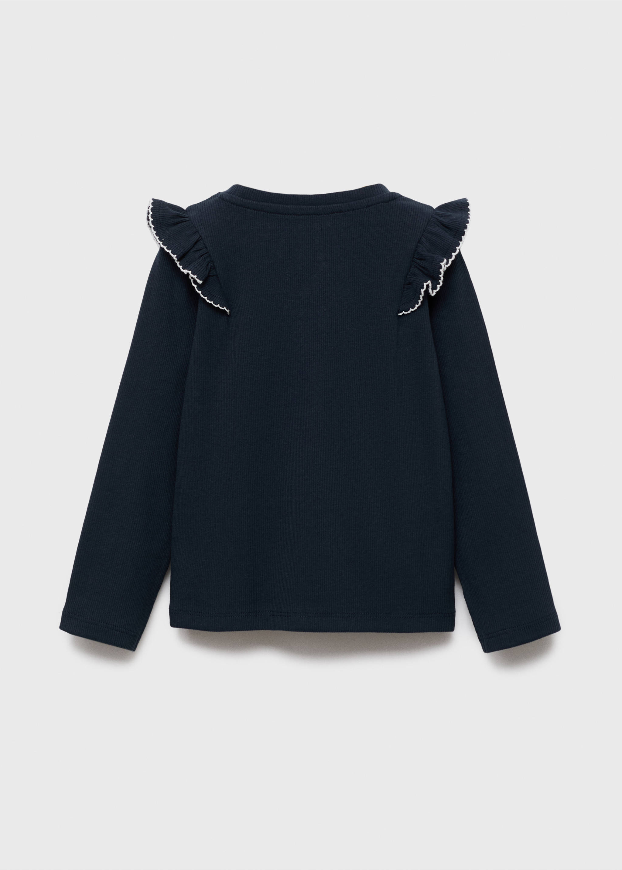 Ruffled ribbed T-shirt - Reverse of the article, Navy. Ref: 17005170-00.