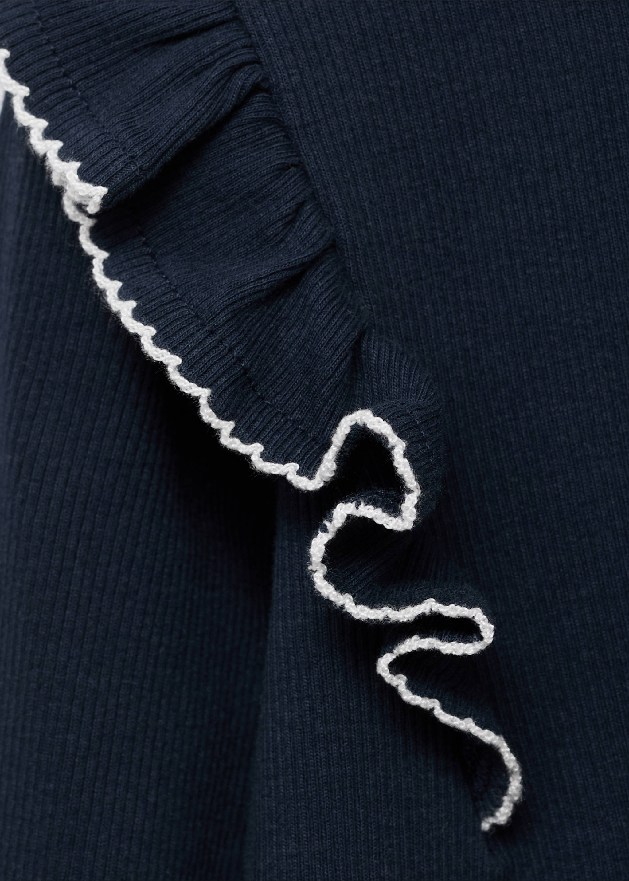 Ruffled ribbed T-shirt - Details of the article 8, Navy. Ref: 17005170-00.