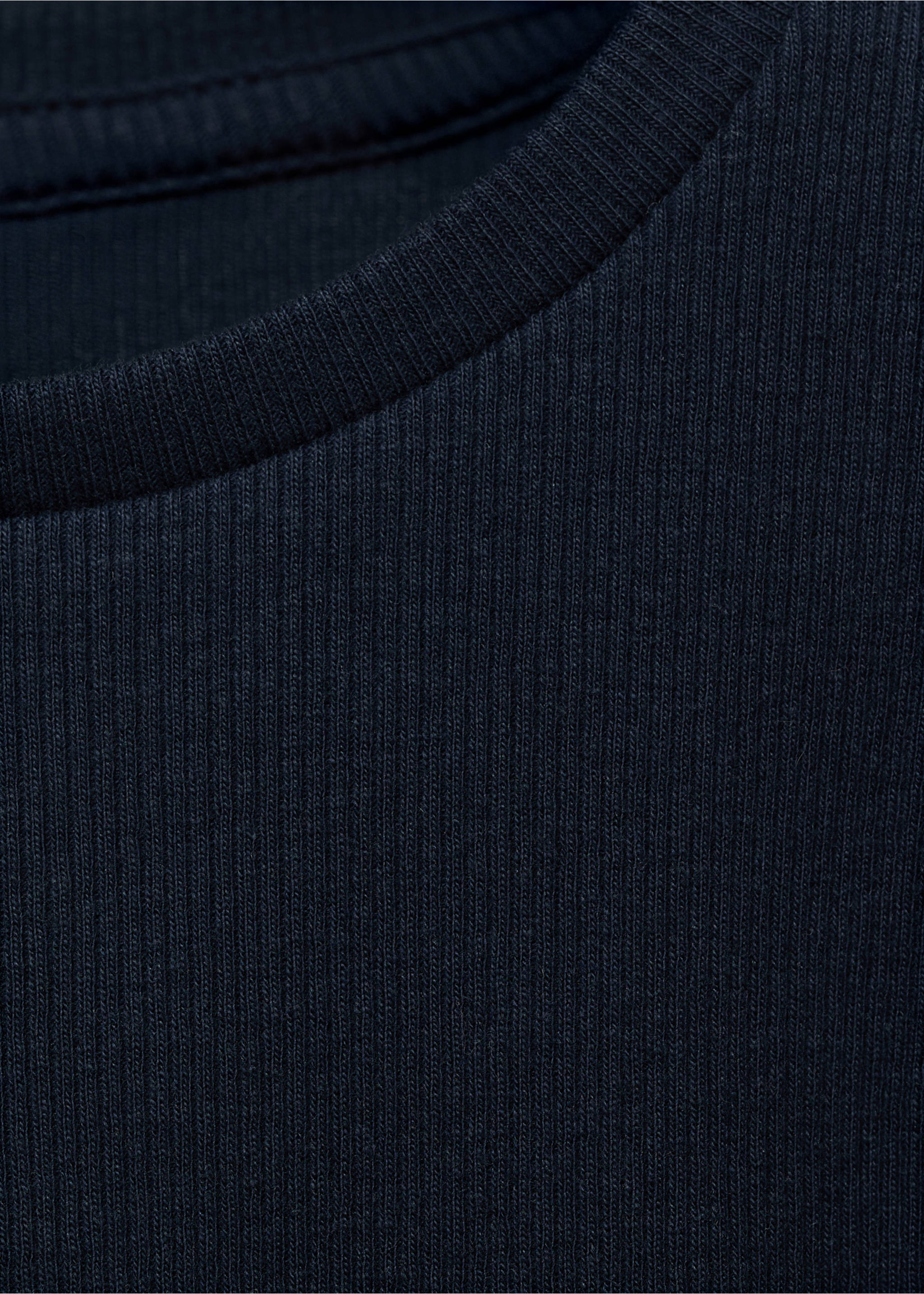 Ruffled ribbed T-shirt - Details of the article 0, Navy. Ref: 17005170-00.