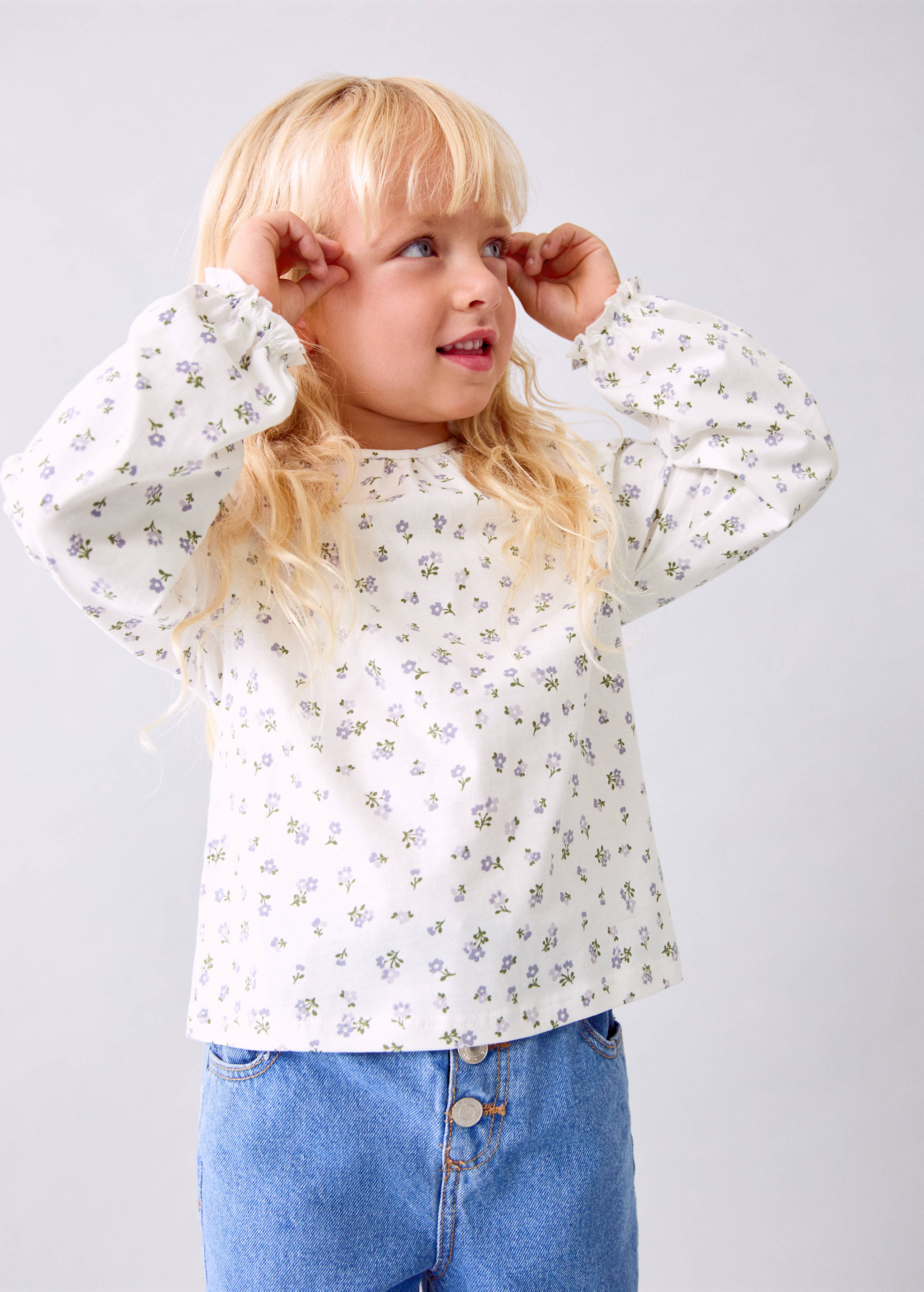 Floral cotton t-shirt - Medium plane