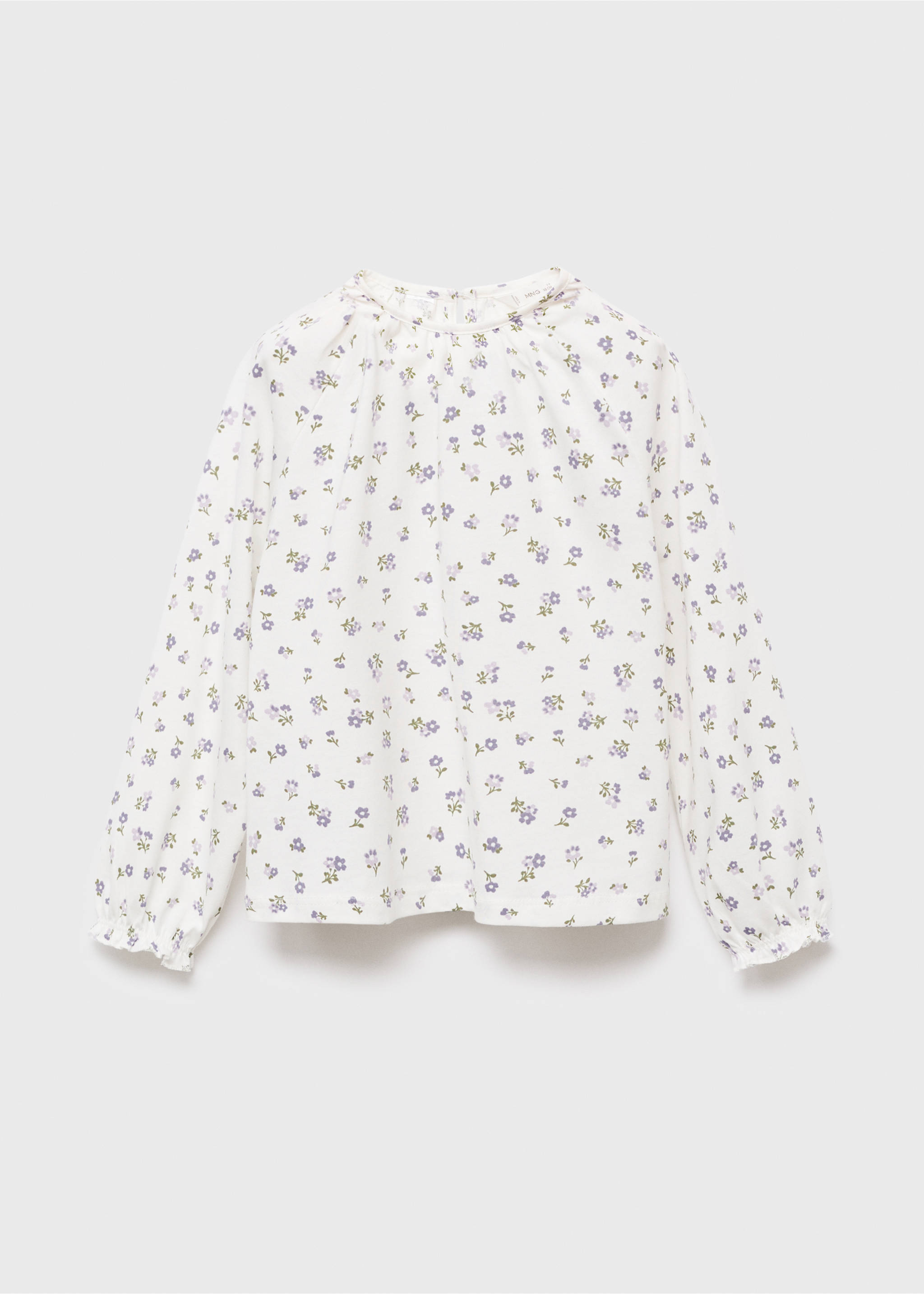 Floral cotton t-shirt - Article without model, Off White. Ref: 17005173-00.