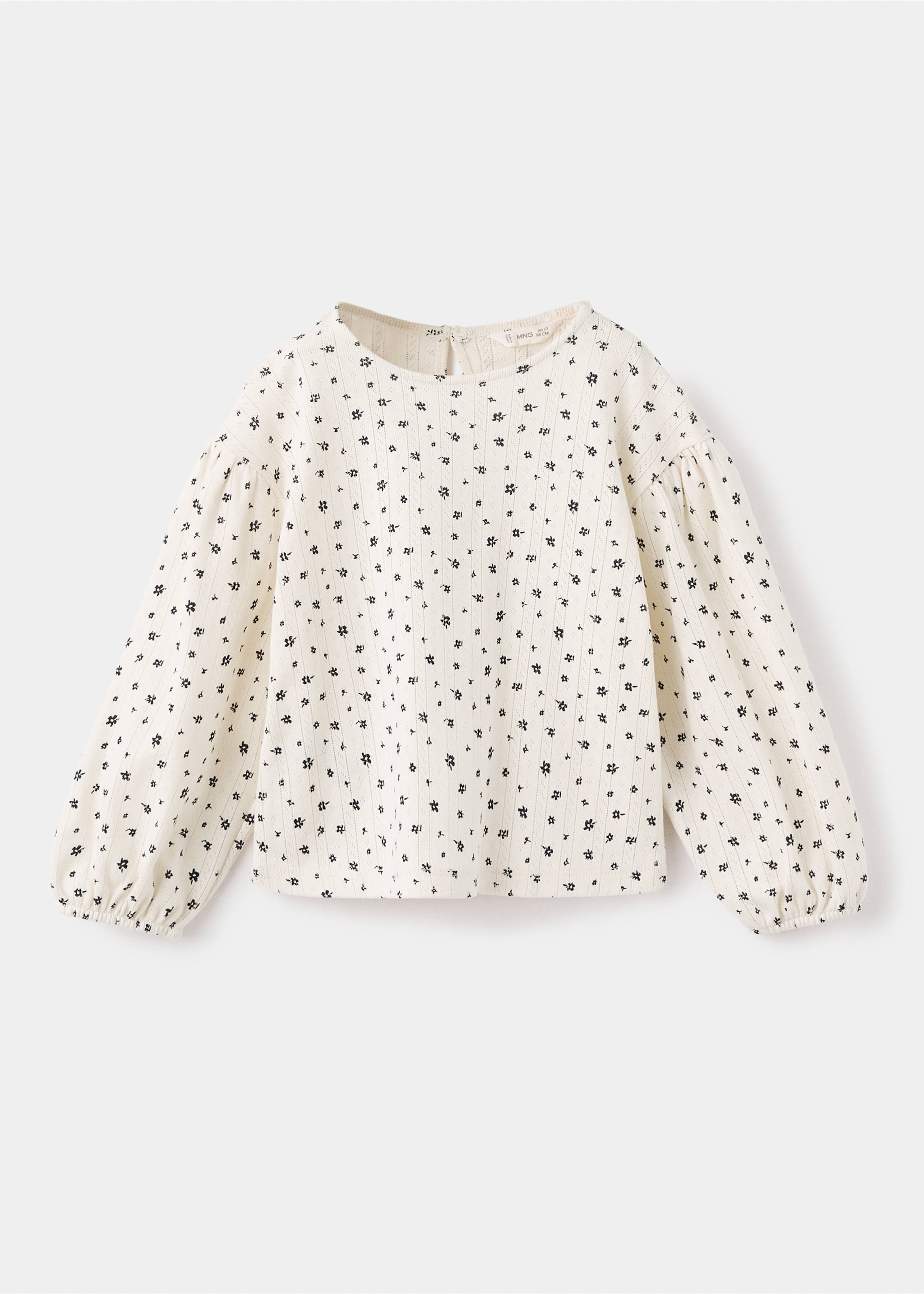 T-shirt floral maille côtelée - Article sans modèle, Blanc cassé. Ref: 17005176-00.