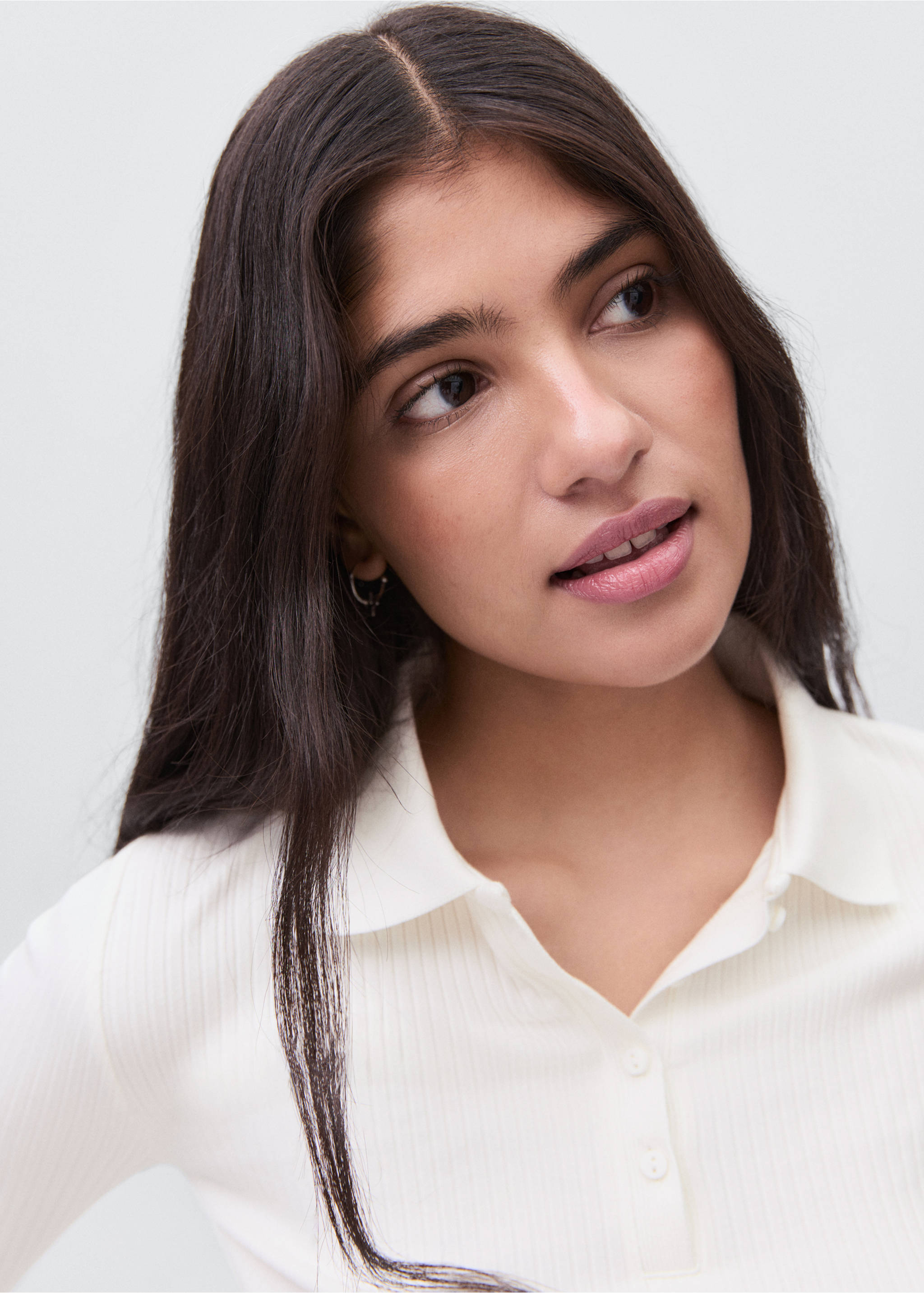 Ribbed polo t-shirt - Details of the article 1, Off White. Ref: 17005179-00.