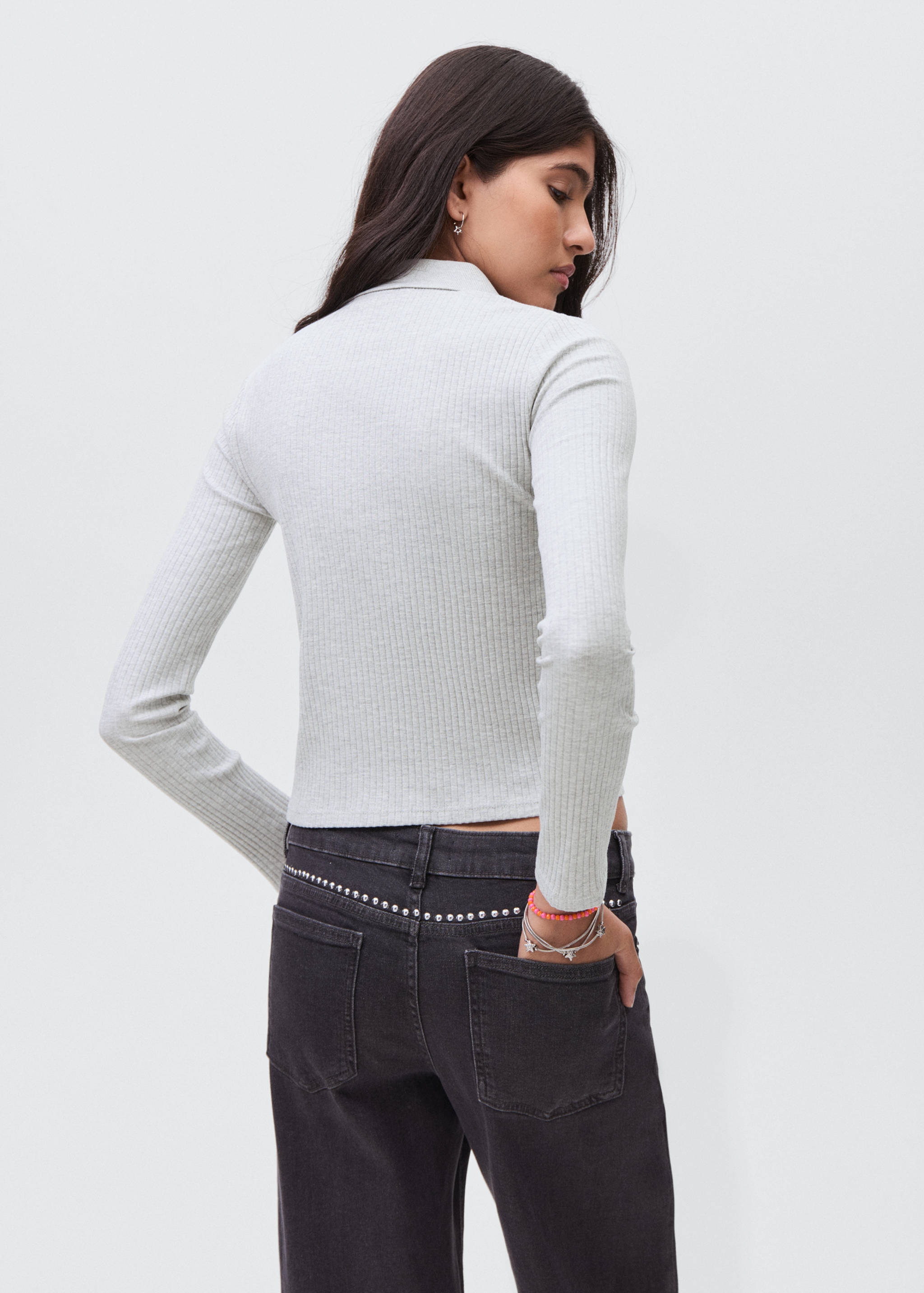 Ribbed polo t-shirt - Reverse of the article