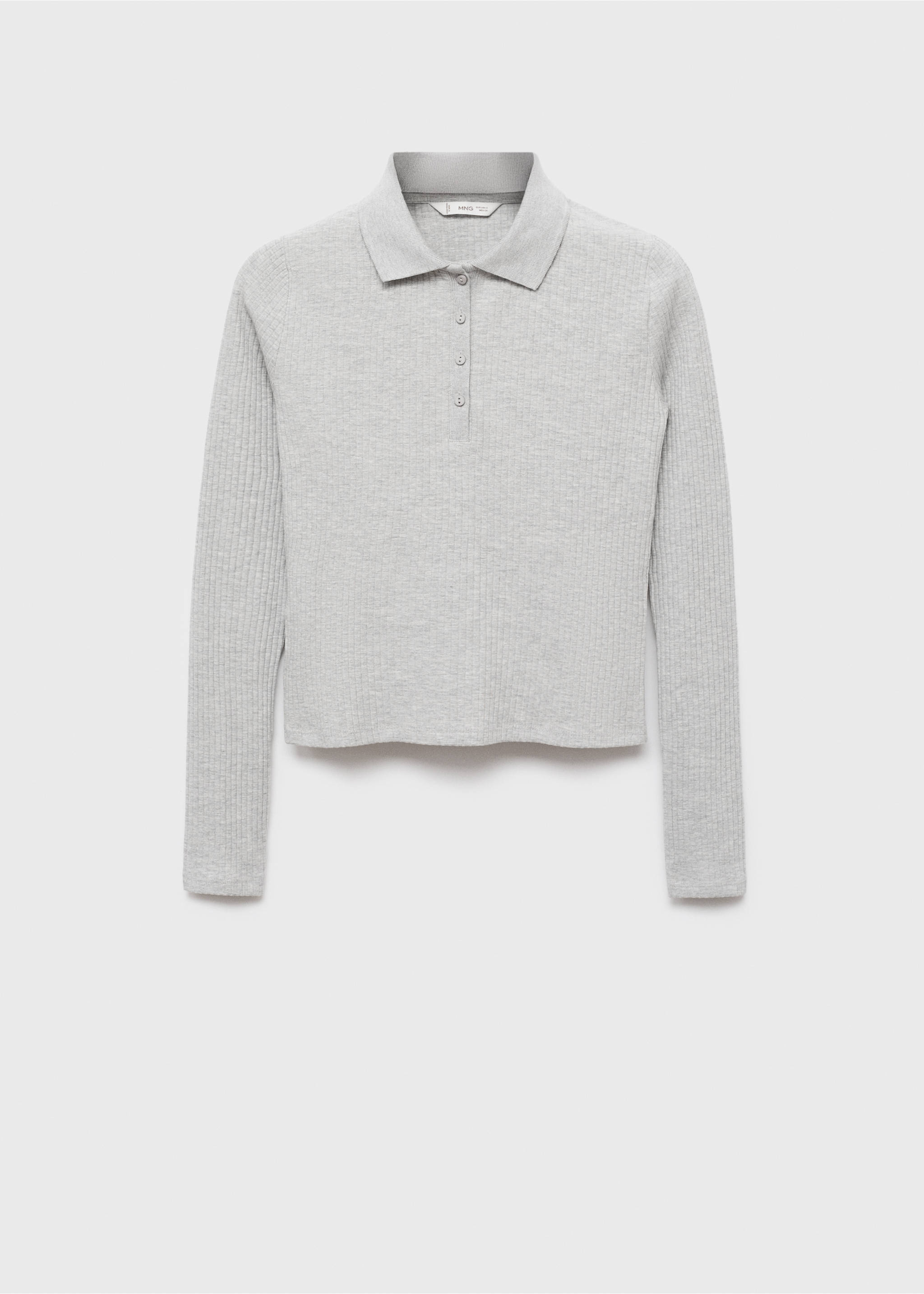 Ribbed polo t-shirt - Article without model, Medium Heather Grey. Ref: 17005180-00.
