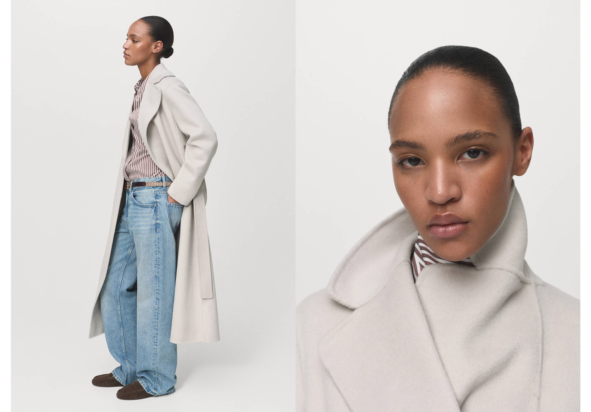 Handmade wool coat with belt - Panoramic plane