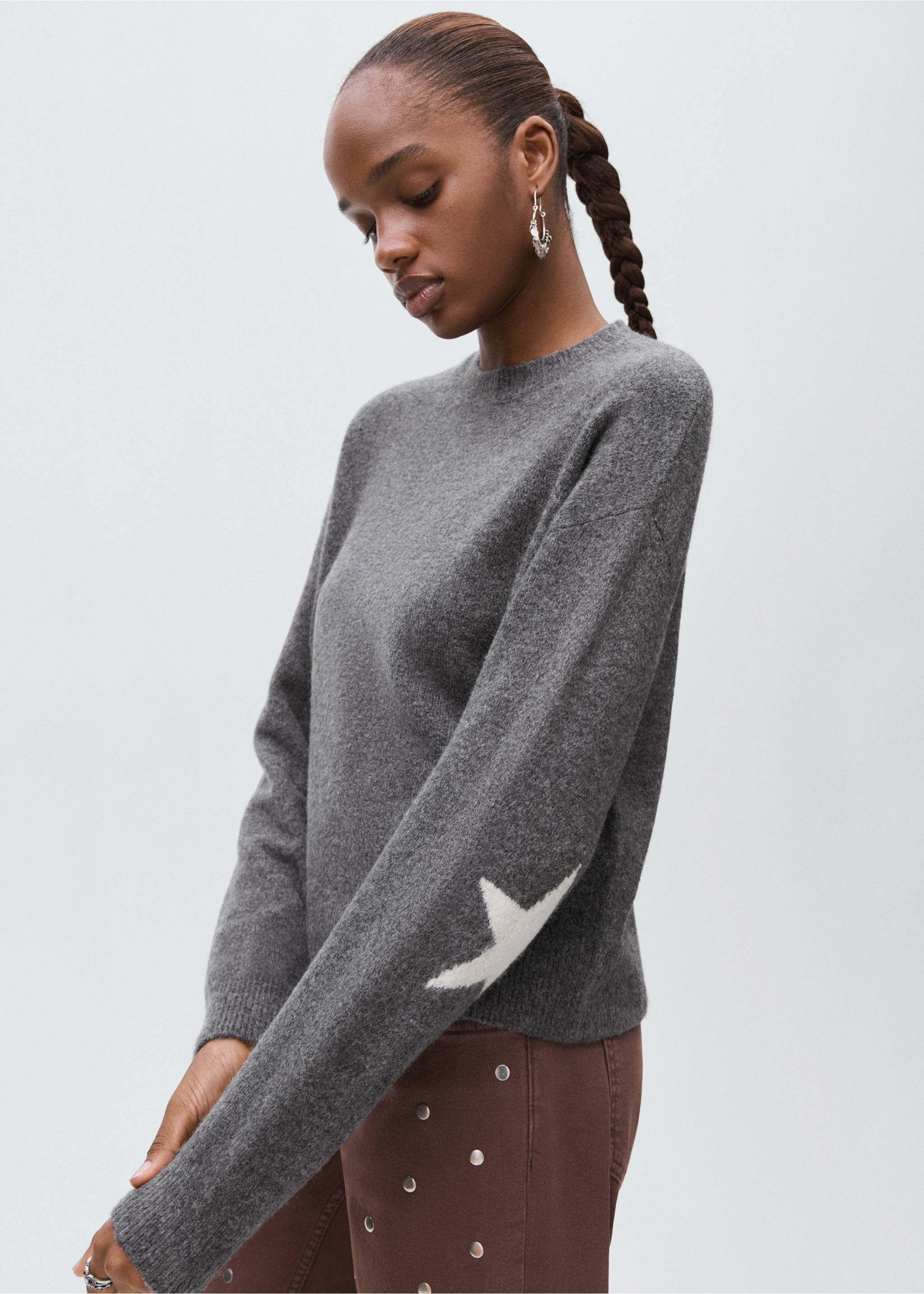 Star knitted sweater - Medium plane, Medium Heather Grey. Ref: 17005801-00.