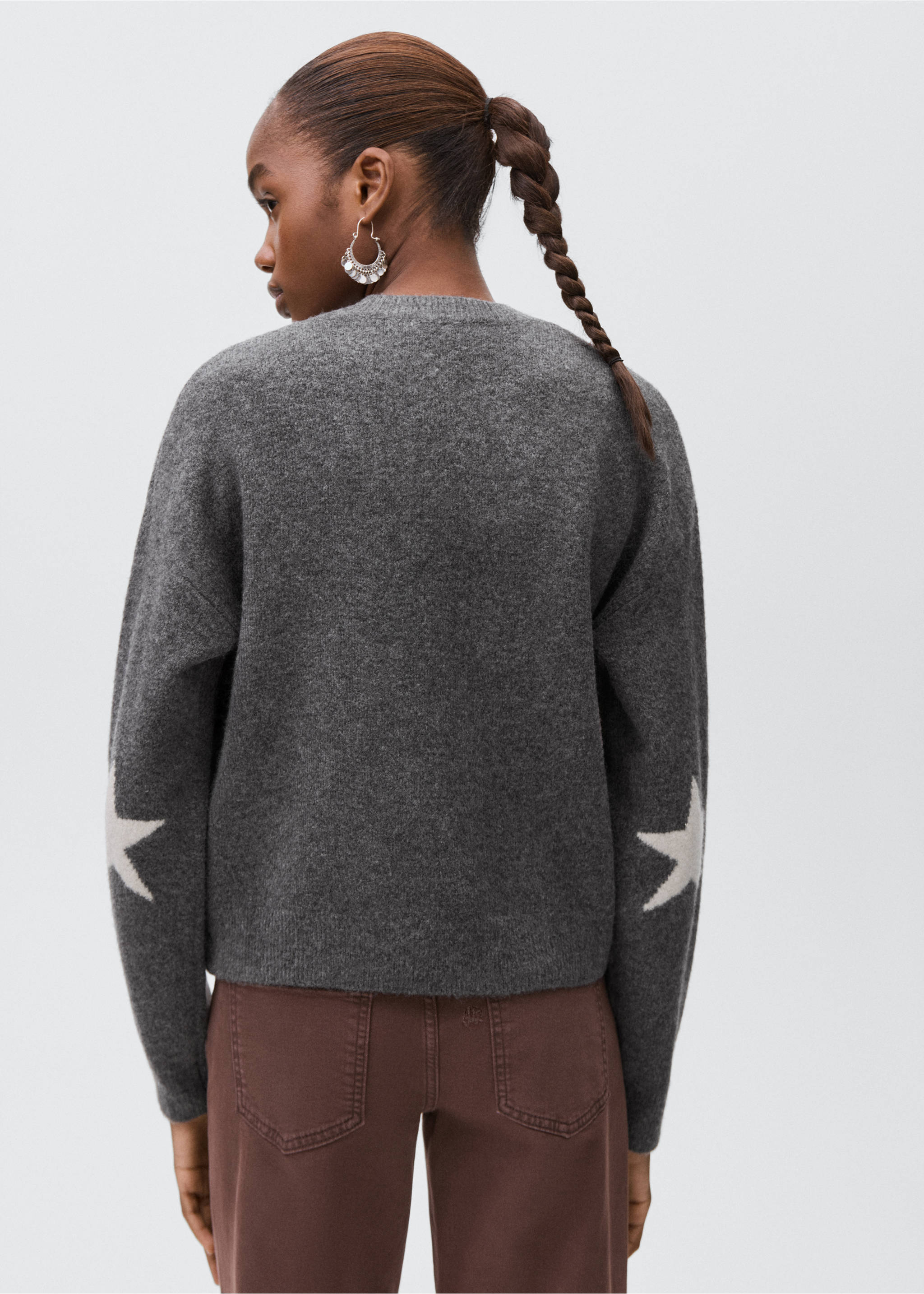 Star knitted sweater - Reverse of the article, Medium Heather Grey. Ref: 17005801-00.