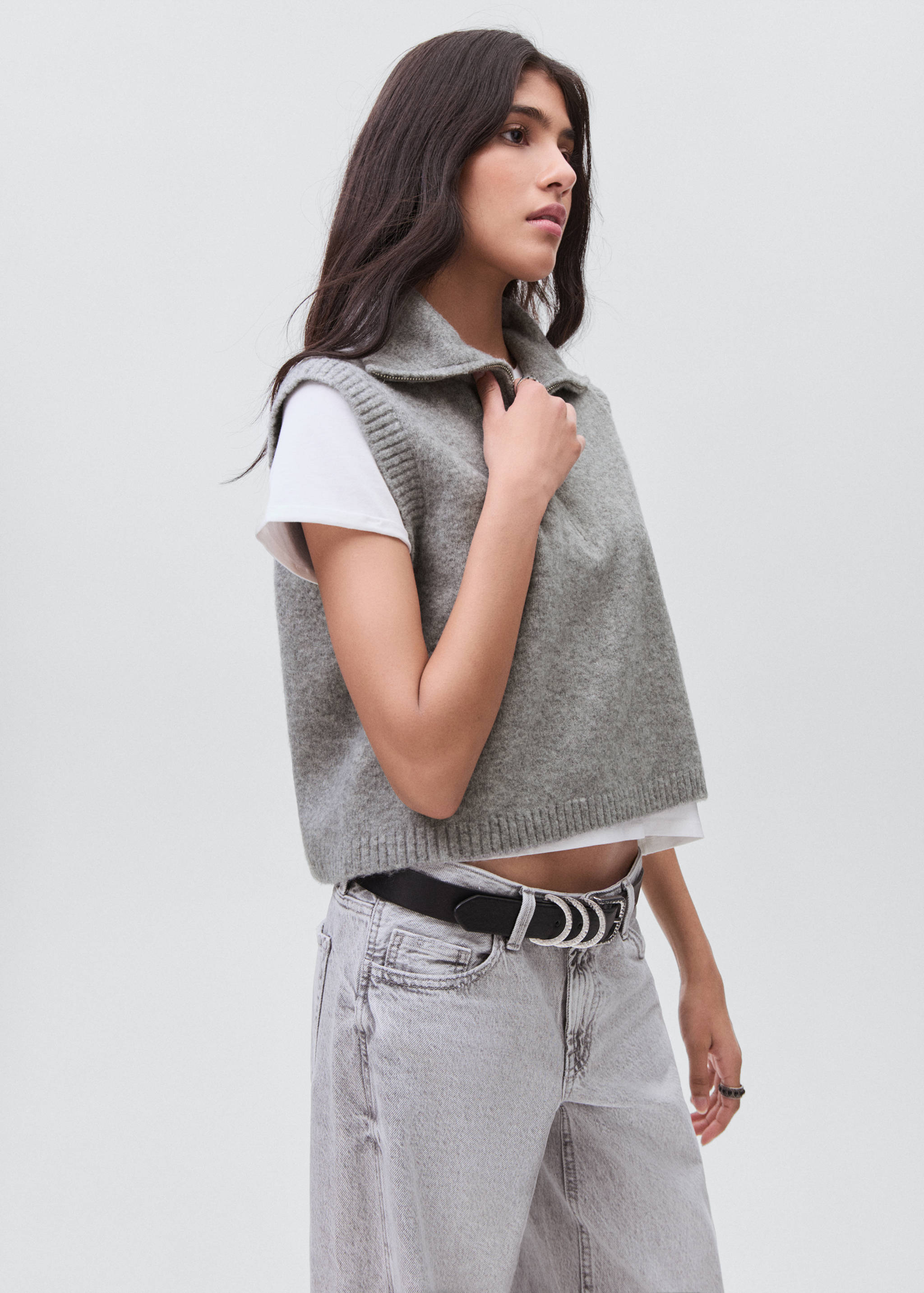 Gilet maille col montant - Plan moyen