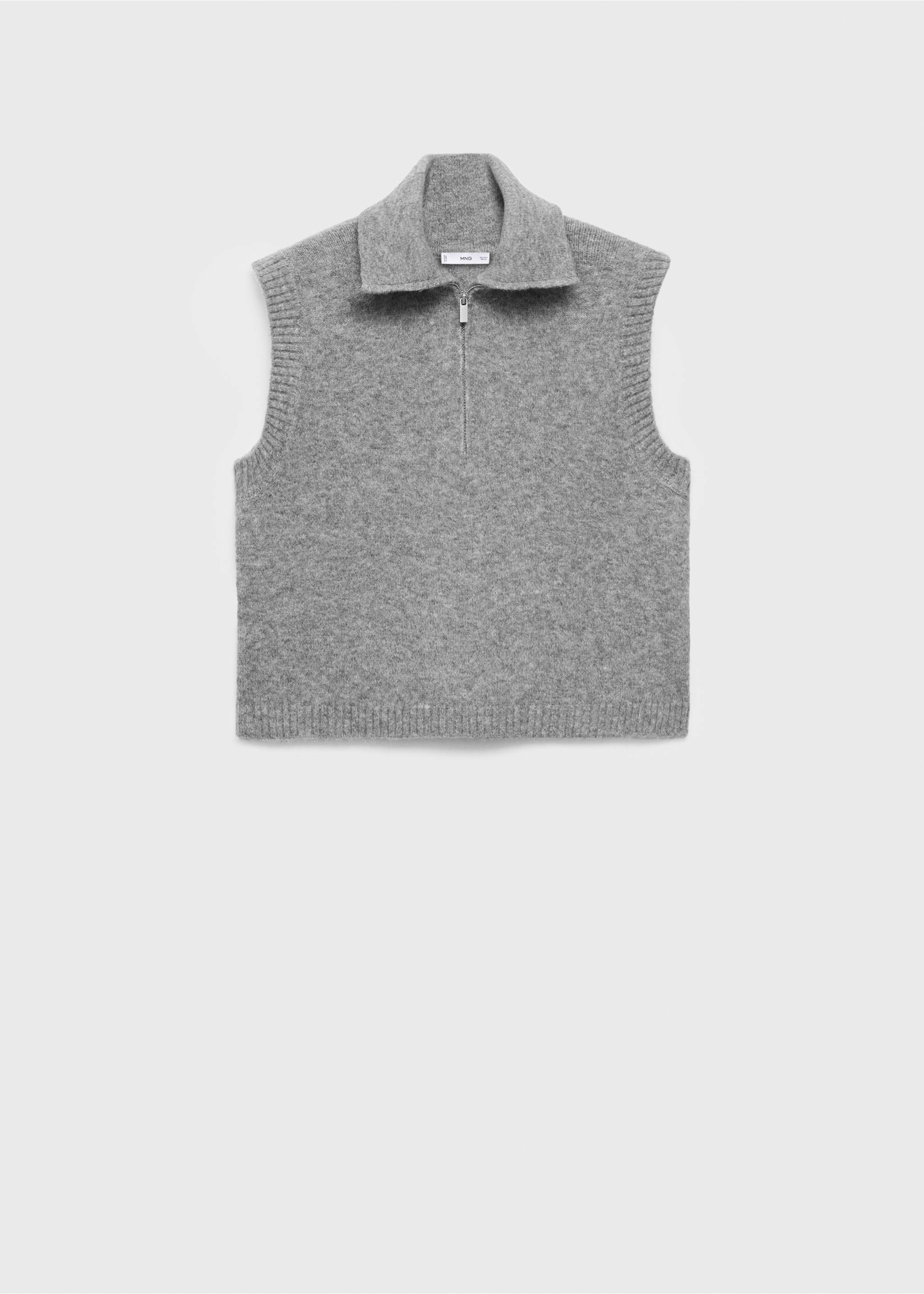 Gilet maille col montant - Article sans modèle, Gris chiné moyen. Ref: 17005802-00.