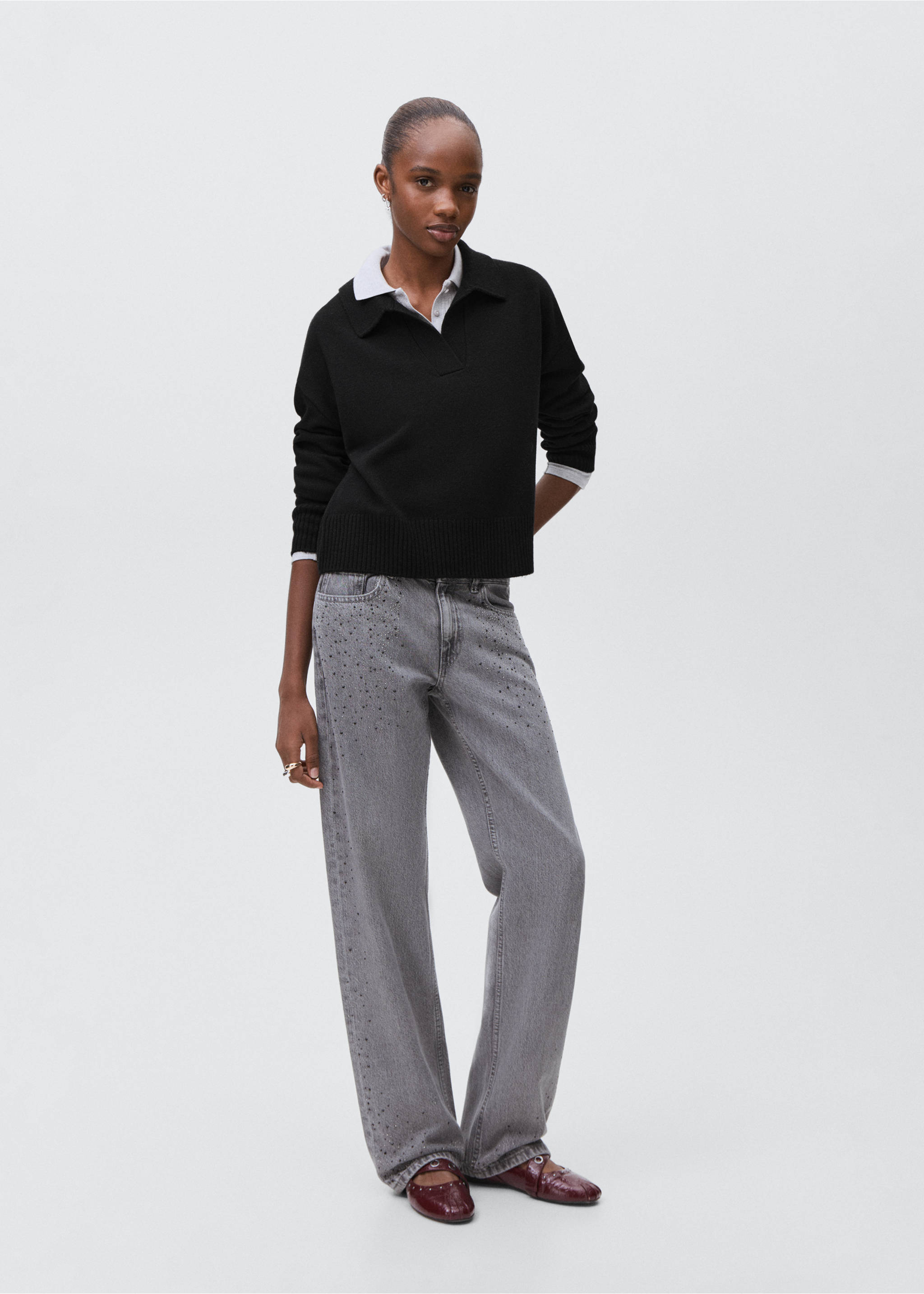 Knitted polo-neck sweater - General plane, Black. Ref: 17005803-00.