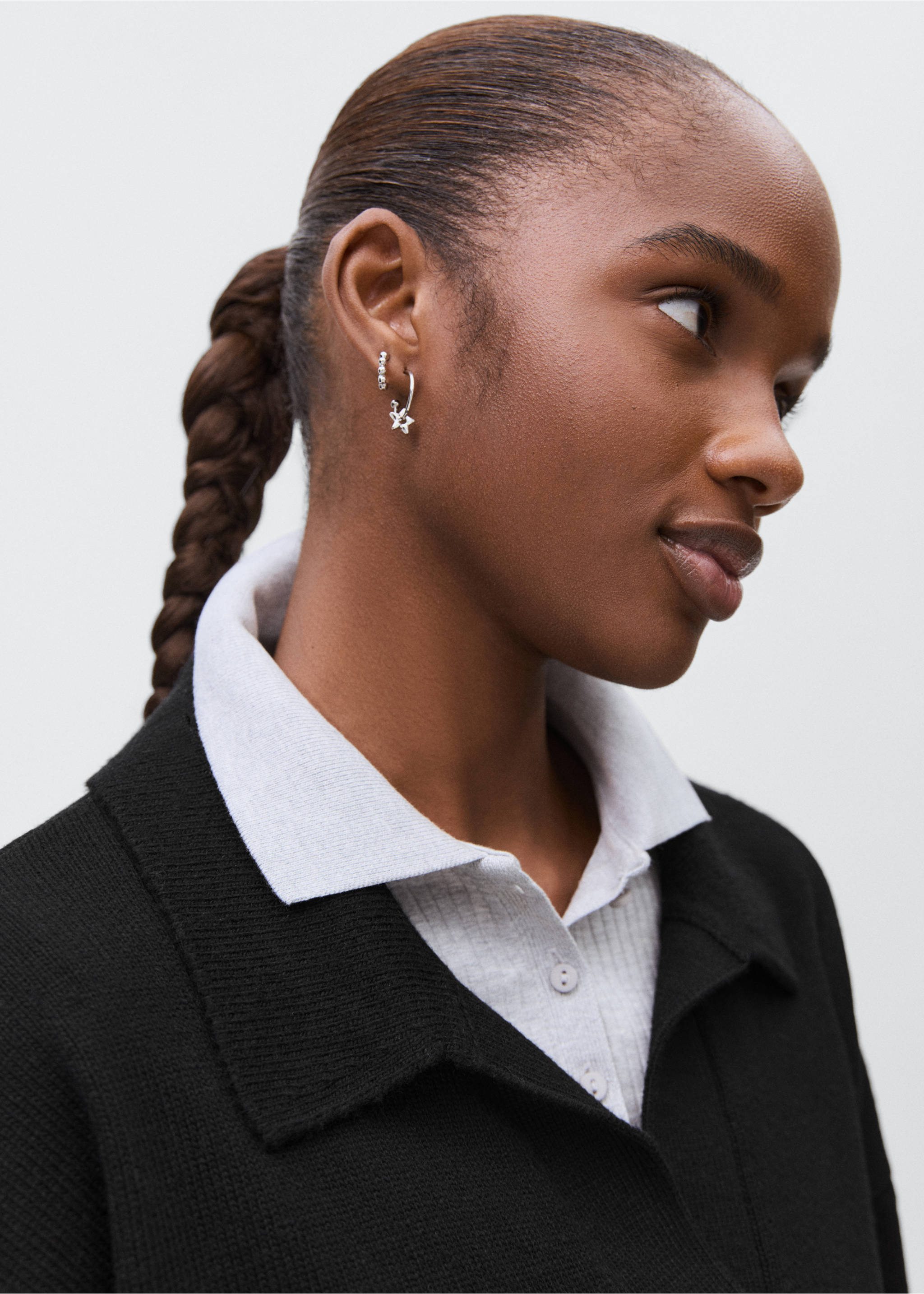 Knitted polo-neck sweater - Details of the article 1, Black. Ref: 17005803-00.