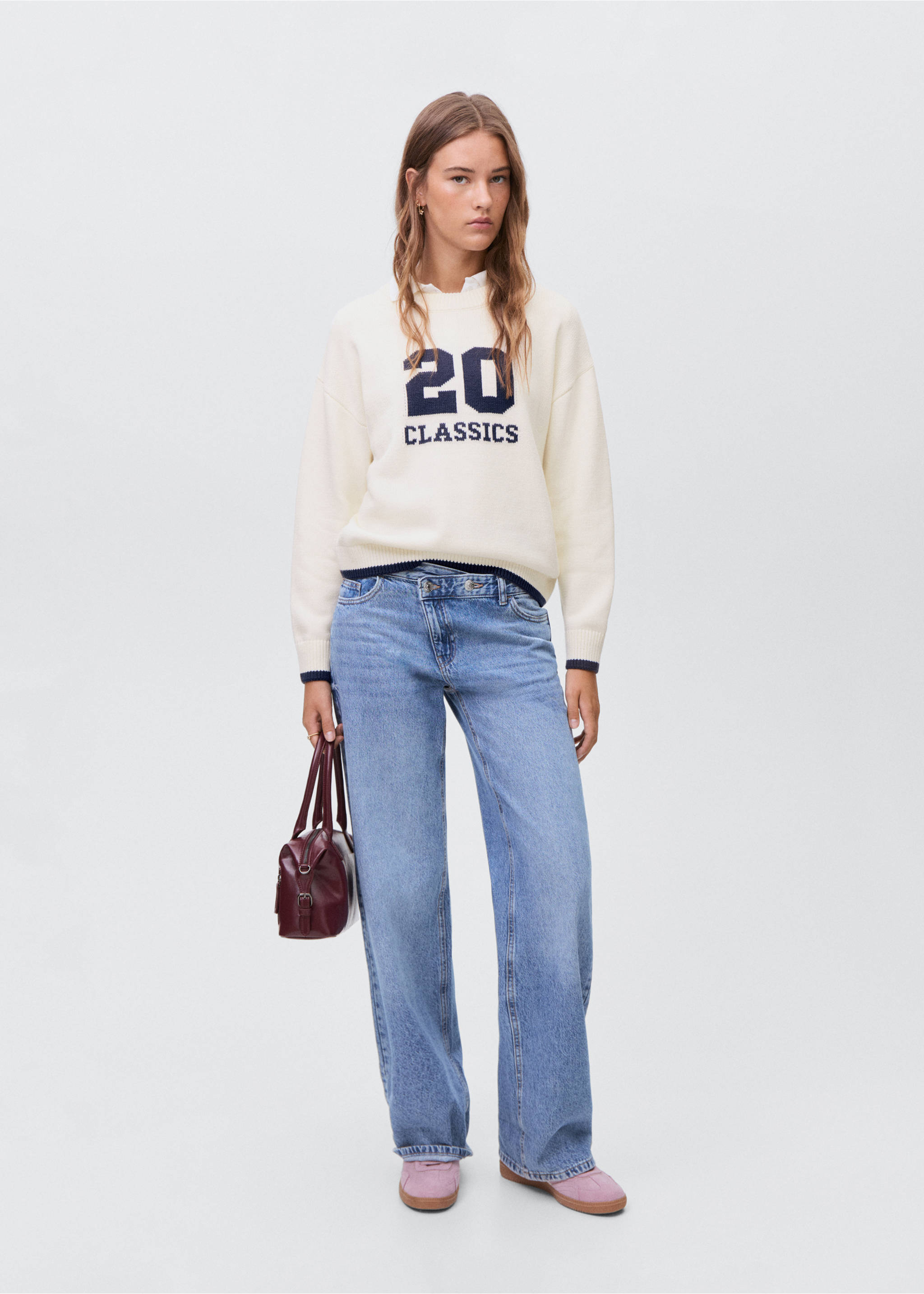 Knit embroidered sweater - General plane, White. Ref: 17005805-00.