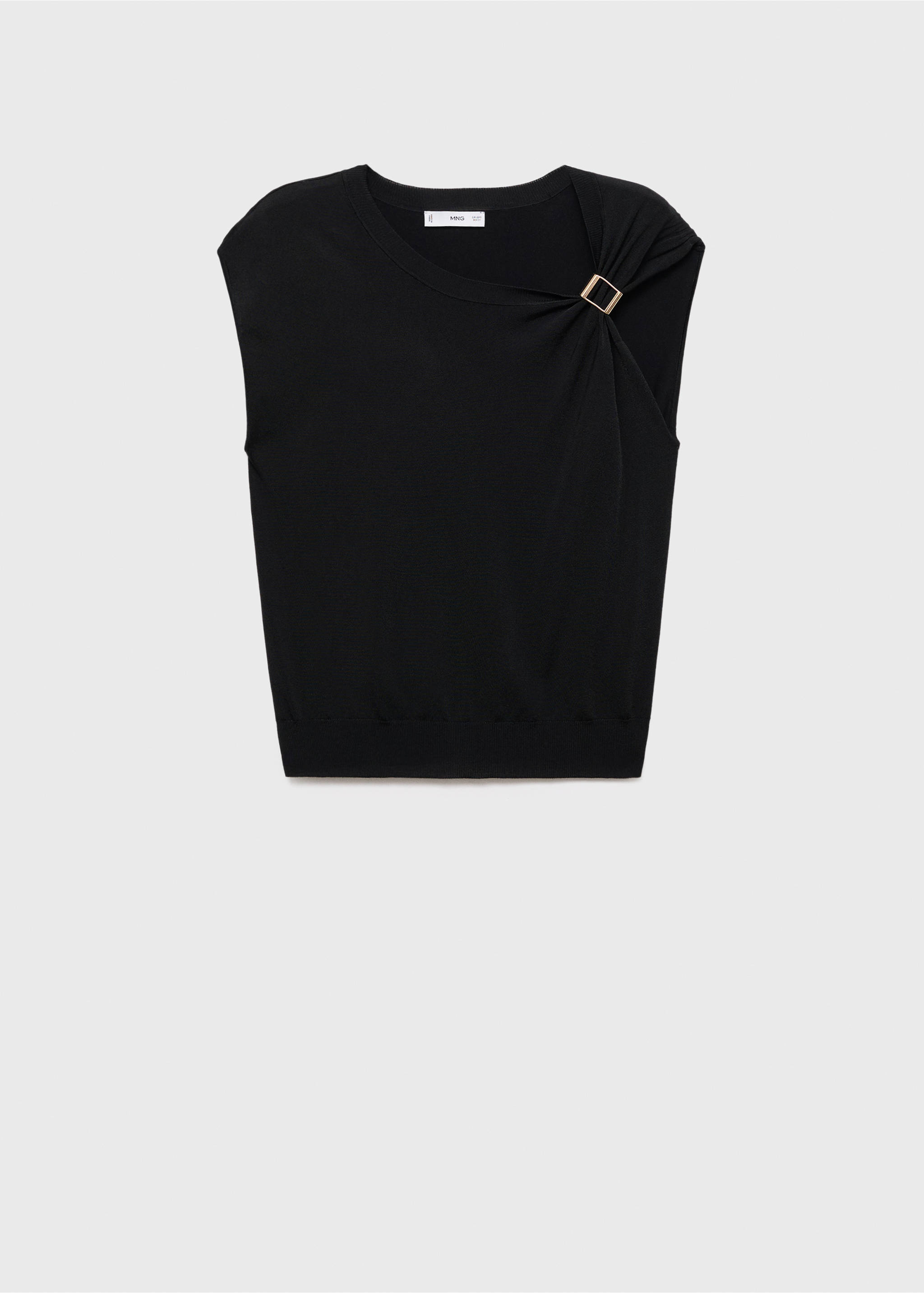 Short-sleeved sweater with metallic detail - Article without model, Black. Ref: 17005809-00.