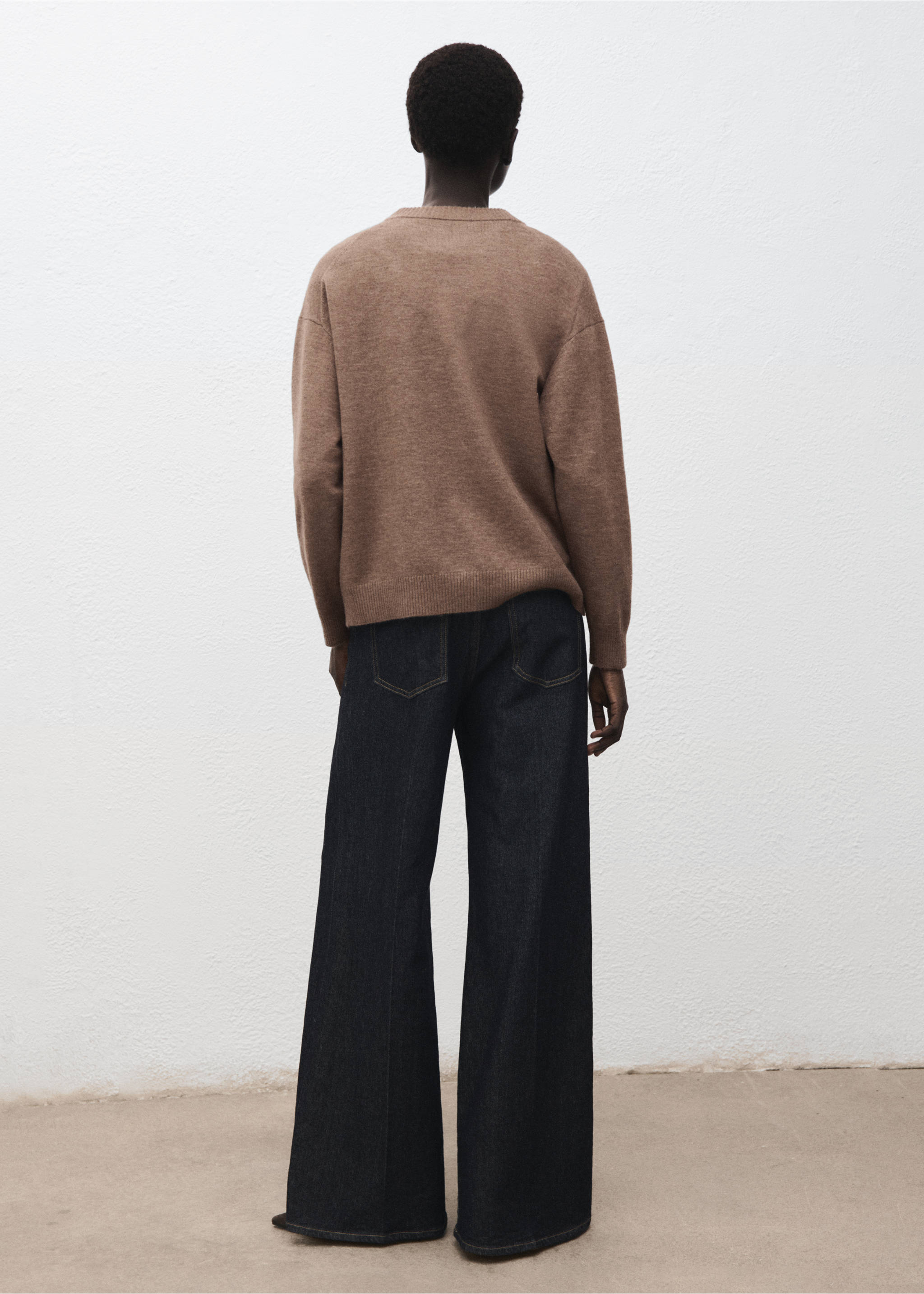 Oversized sweater with ribbed trim - Reverse of the article, Medium Brown. Ref: 17005812-00.