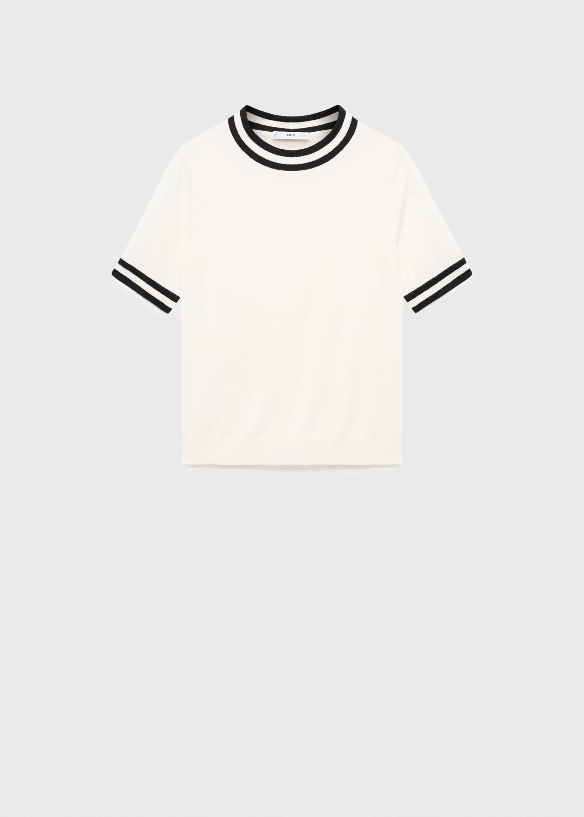 Short-sleeved sweater with contrasting stripes - Article without model, Ecru. Ref: 17005813-00.