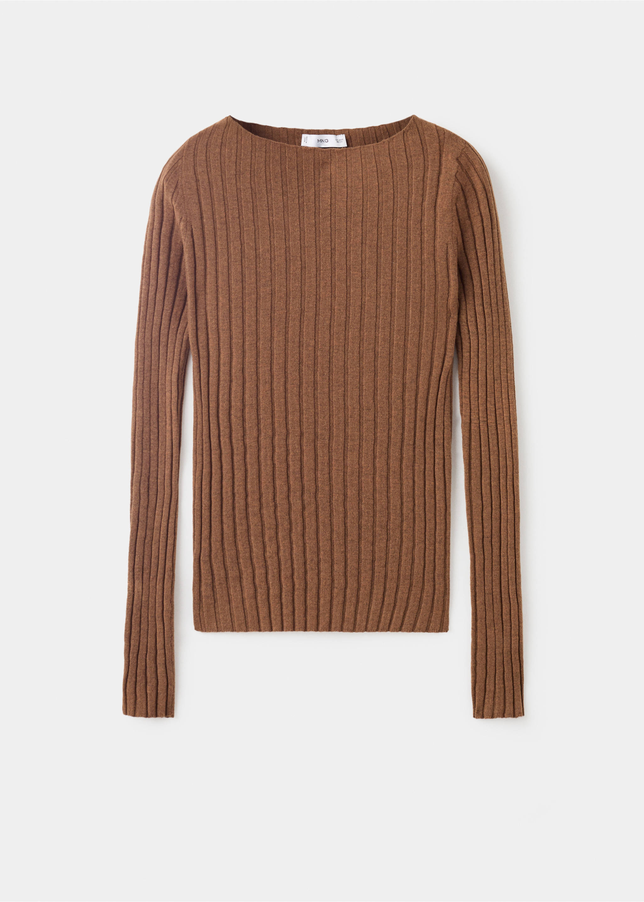 Boat neck ribbed sweater - Article without model, Chocolate. Ref: 17005815-00.