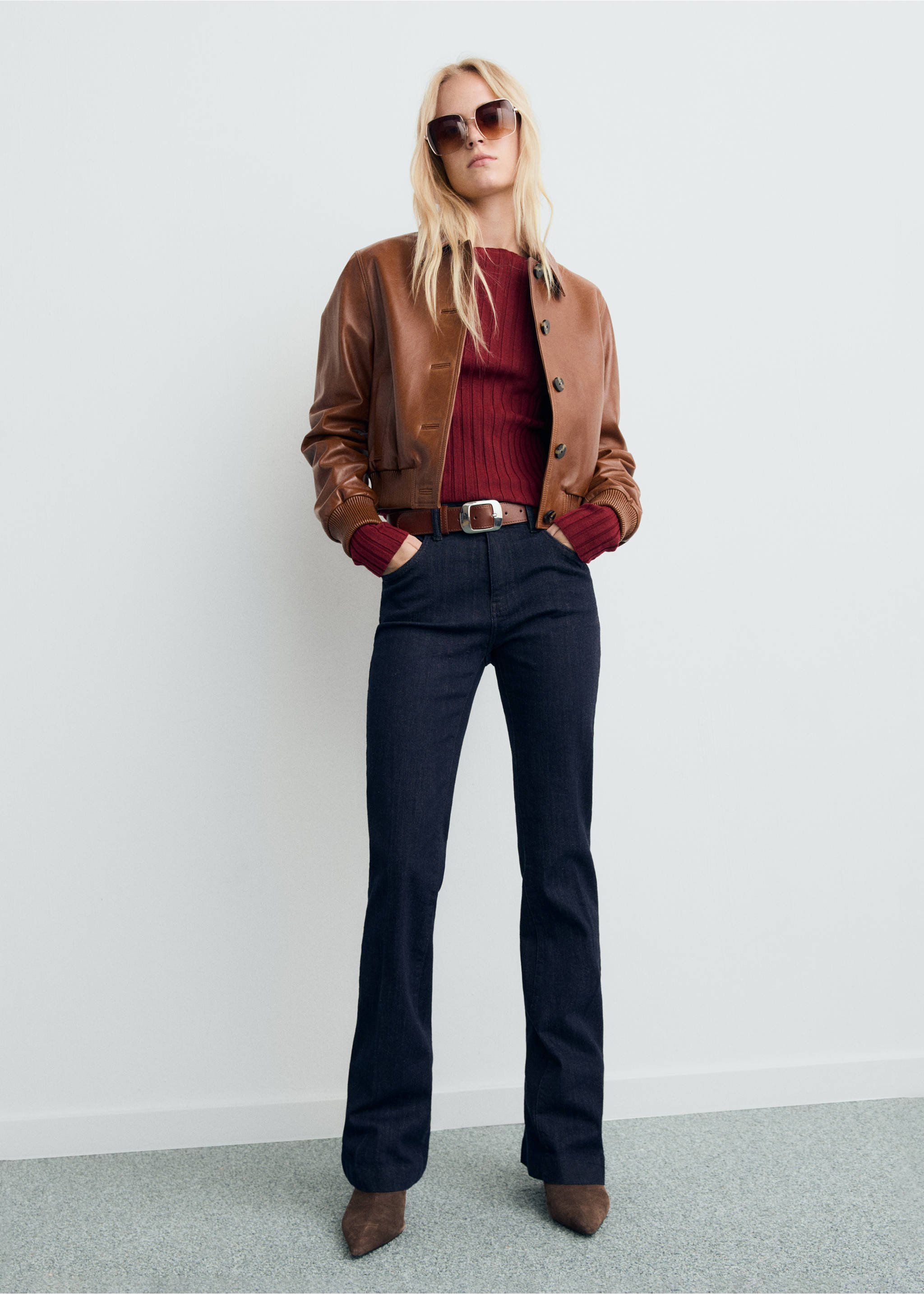 Boat neck ribbed sweater - General plane, Wine. Ref: 17005815-00.