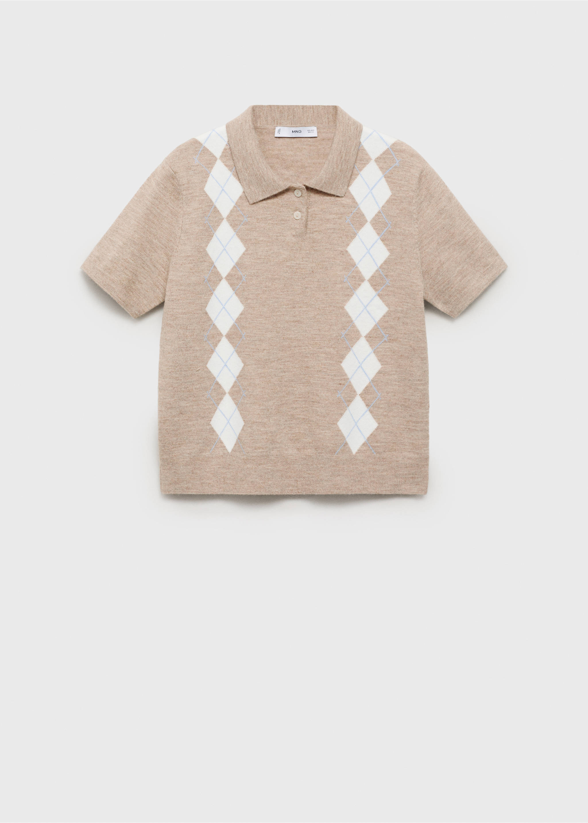 Argyle polo neck sweater - Article without model, Medium Brown. Ref: 17005816-00.