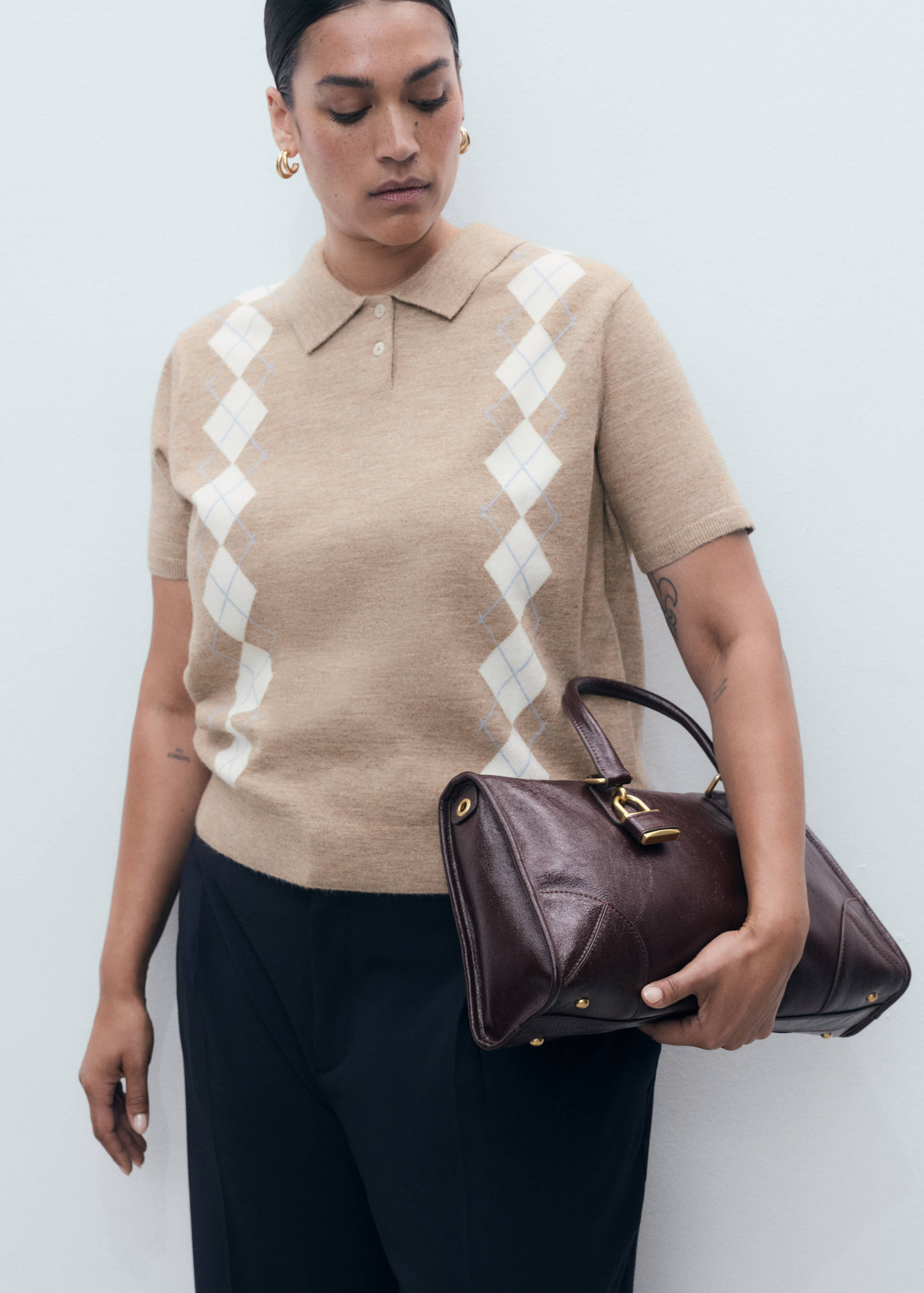 Argyle polo neck sweater - Details of the article 5