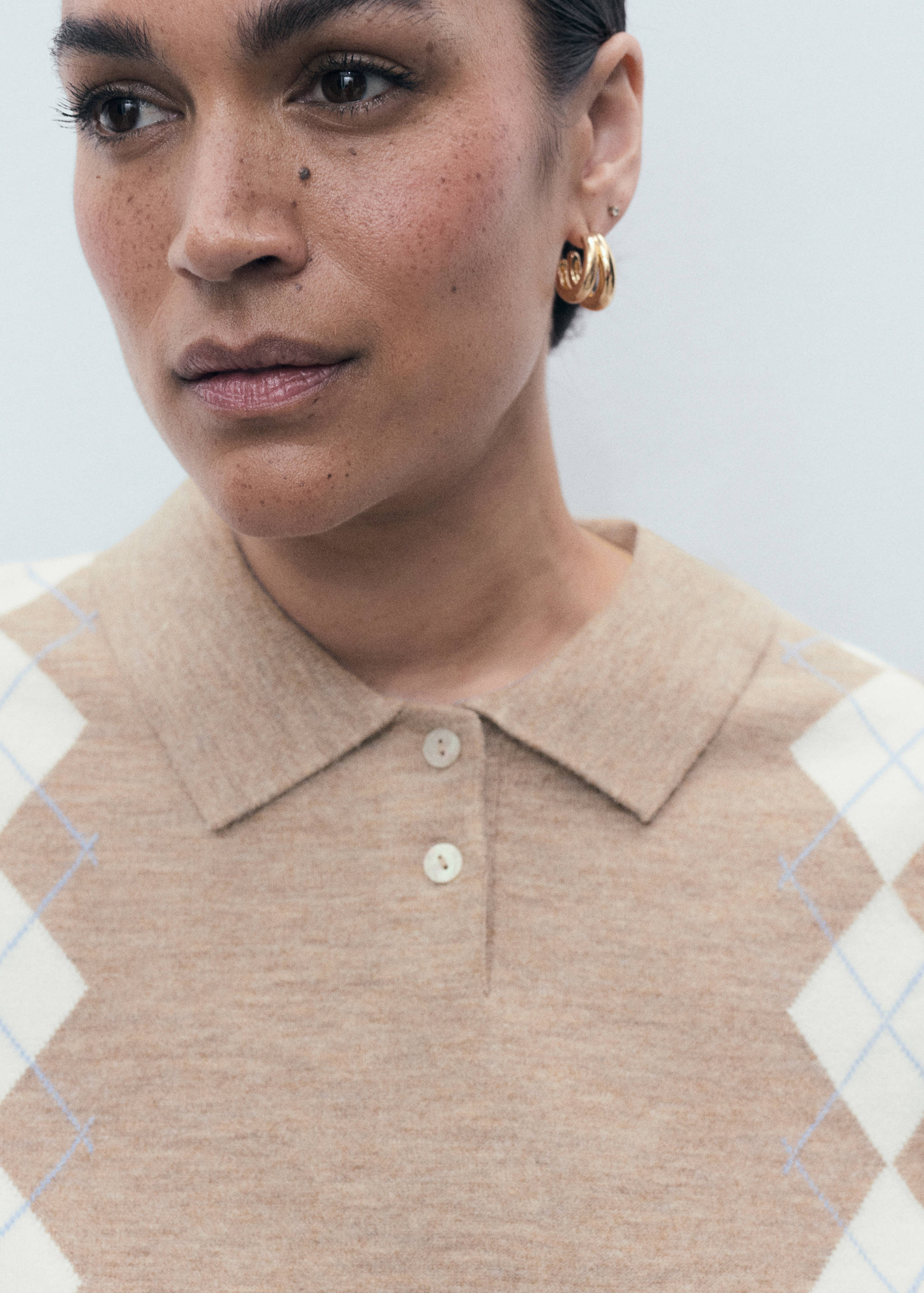 Argyle polo neck sweater - Details of the article 4
