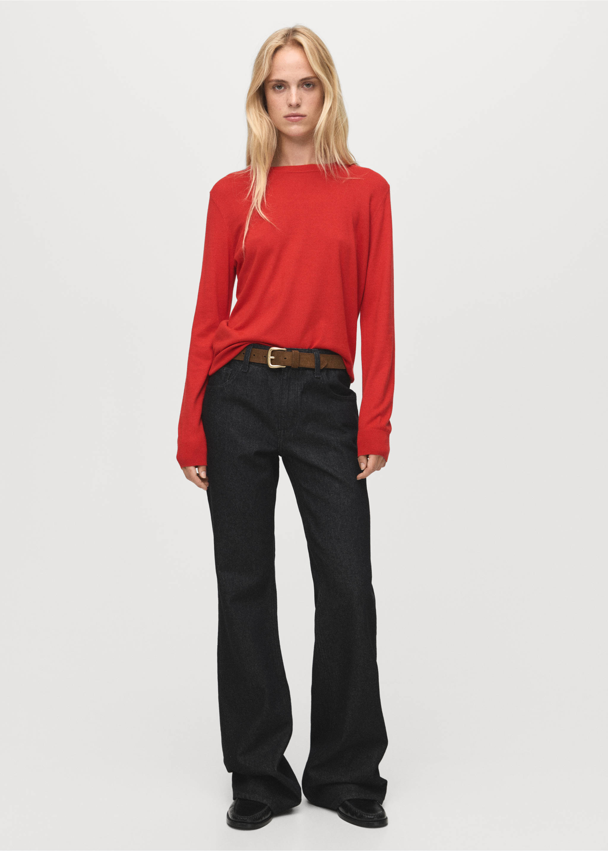 Fine-knit crew-neck sweater - General plane, Dark Orange. Ref: 17005817-00.