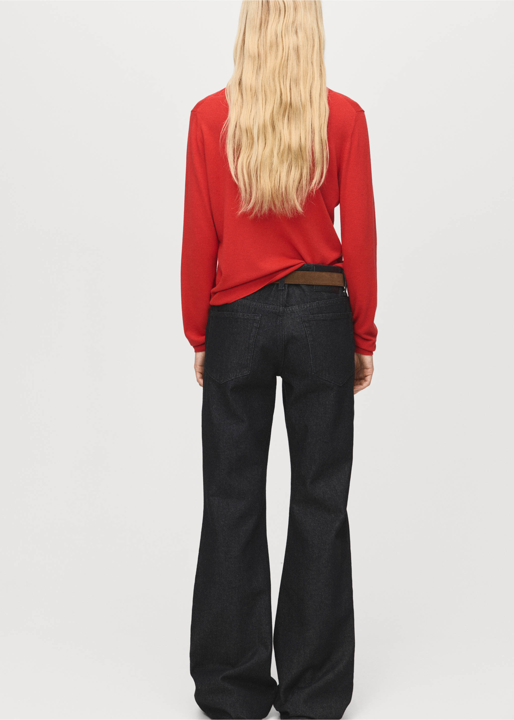 Fine-knit crew-neck sweater - Reverse of the article, Dark Orange. Ref: 17005817-00.