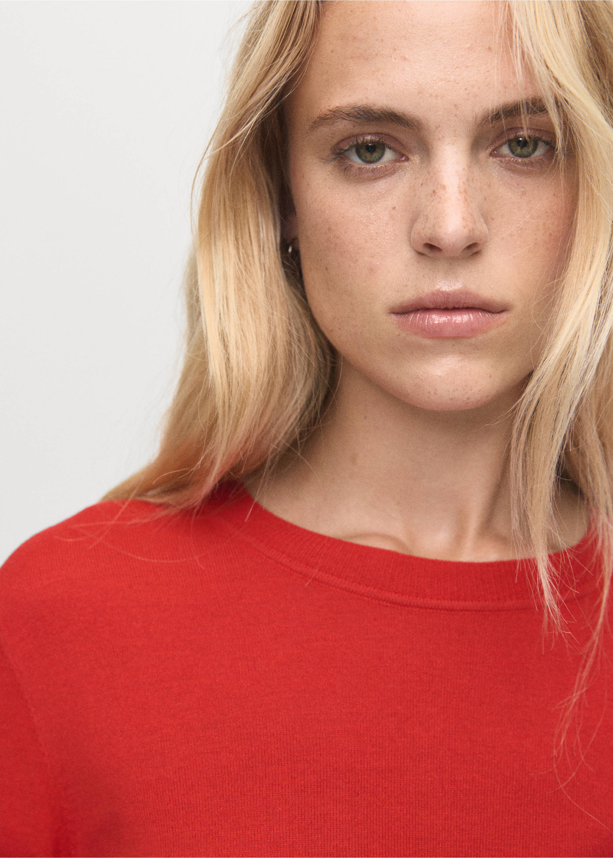Fine-knit crew-neck sweater - Details of the article 1, Dark Orange. Ref: 17005817-00.