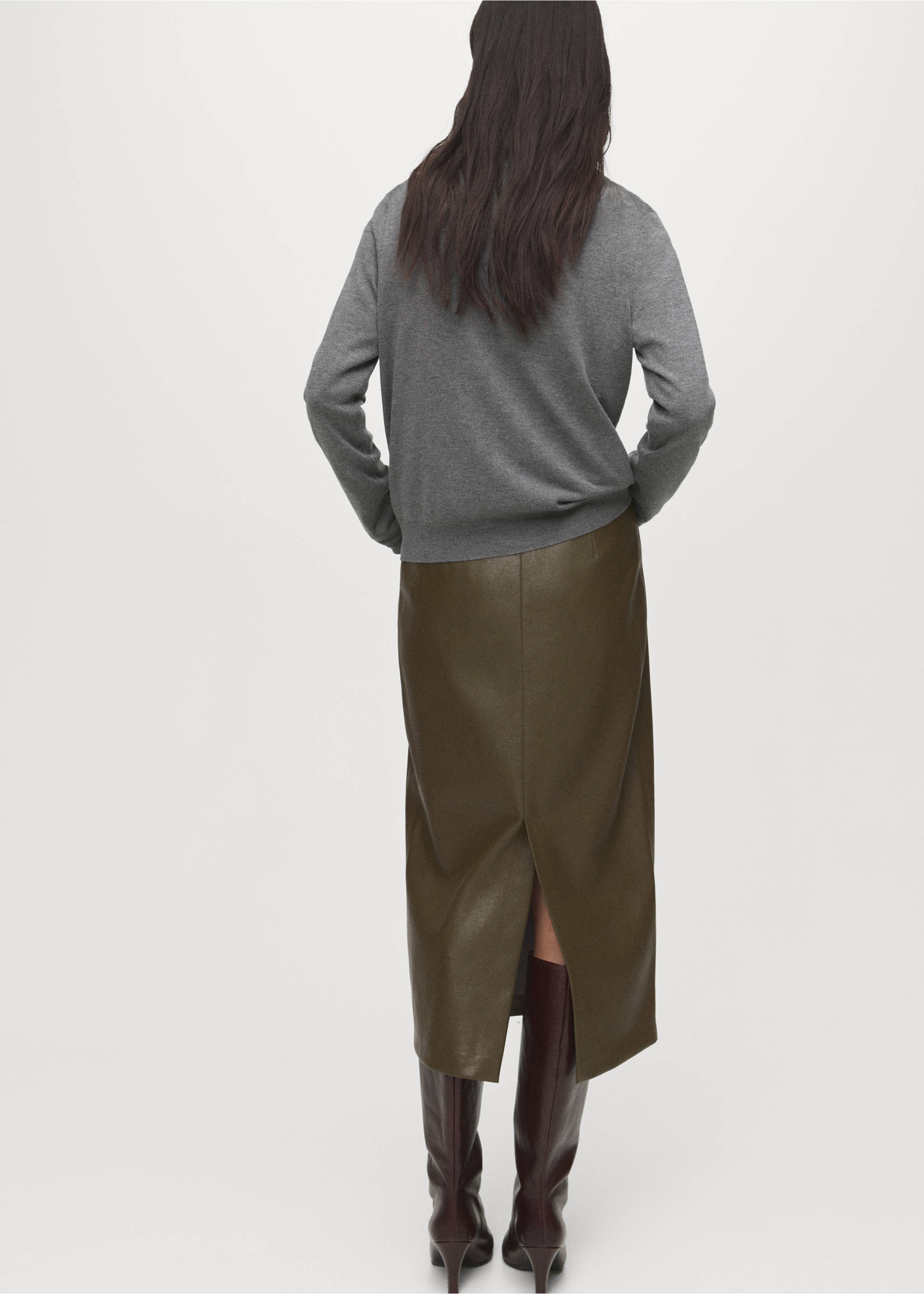 Fine-knit crew-neck sweater - Reverse of the article, Medium Heather Grey. Ref: 17005817-00.