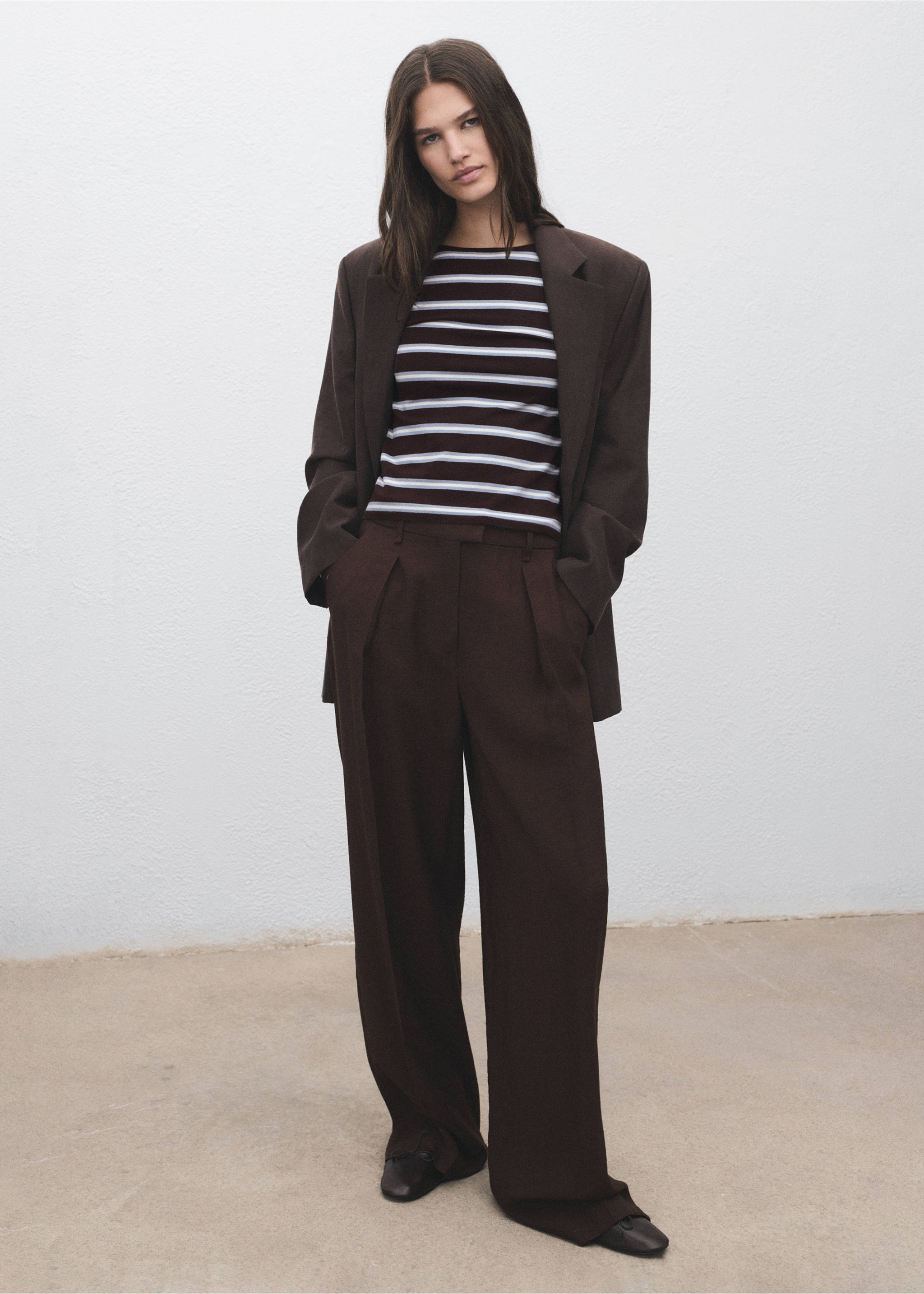 Fine knit striped jersey - General plane, Chocolate. Ref: 17005820-00.