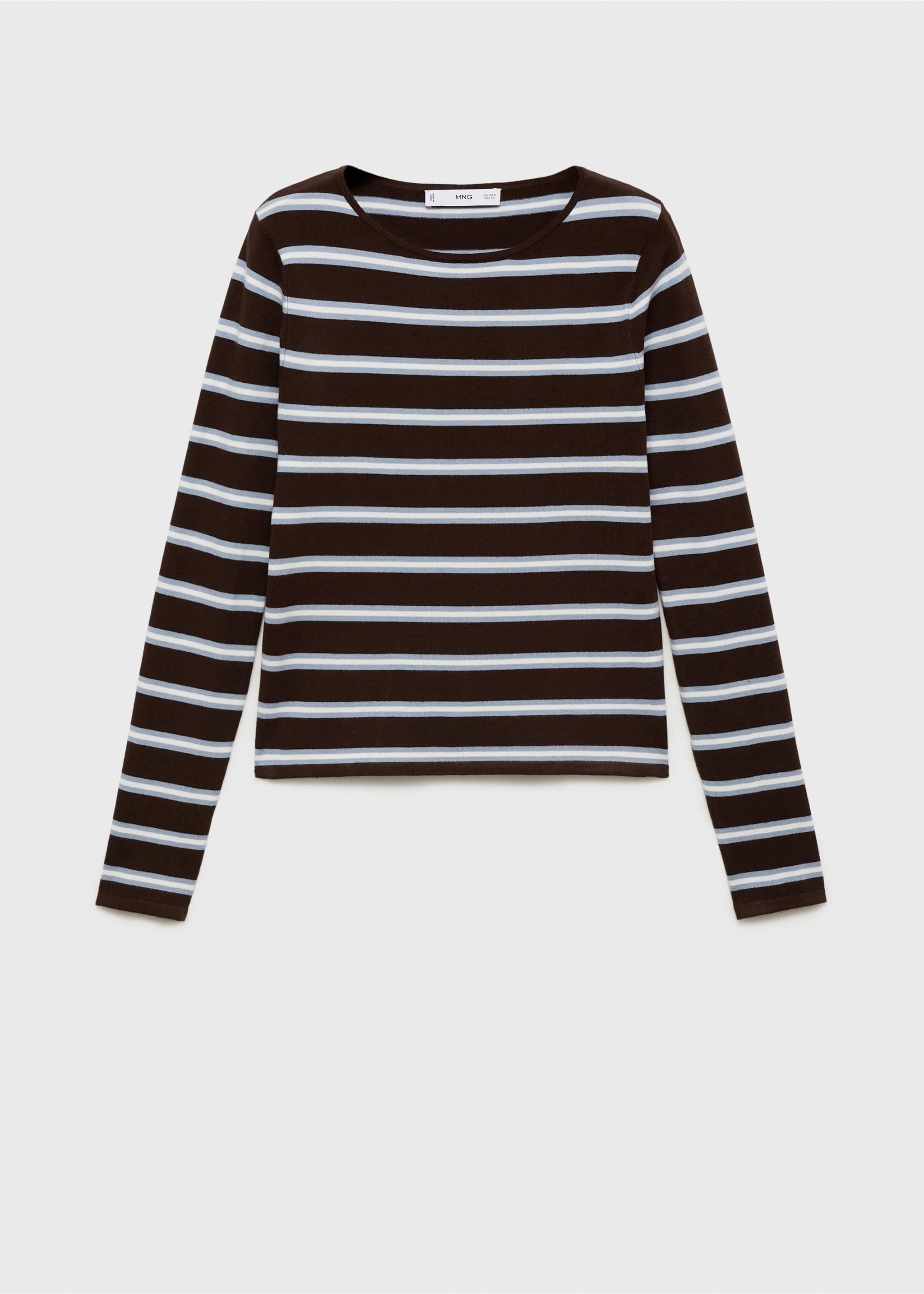 Fine knit striped jersey - Article without model, Chocolate. Ref: 17005820-00.