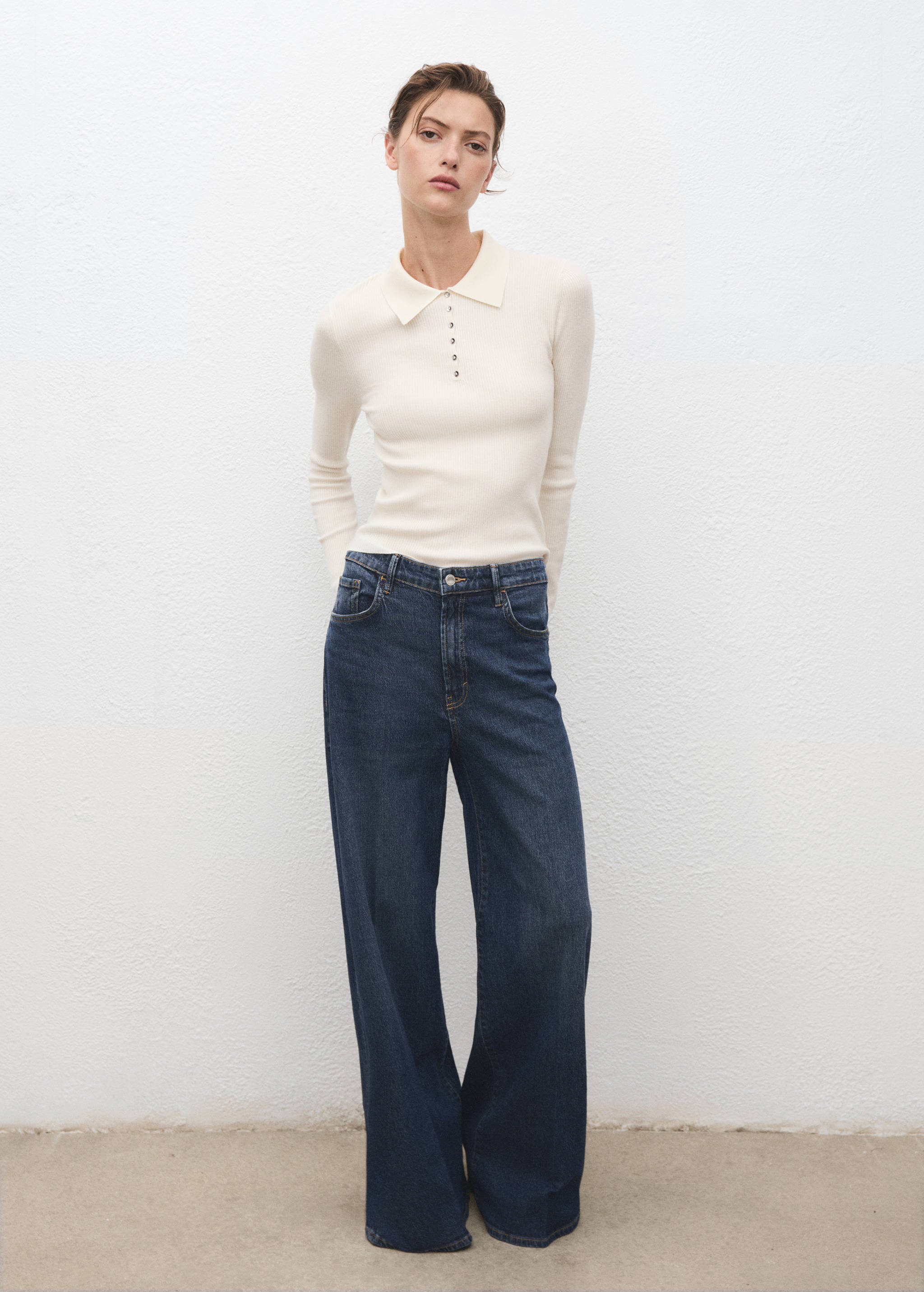Polo-neck ribbed sweater - General plane