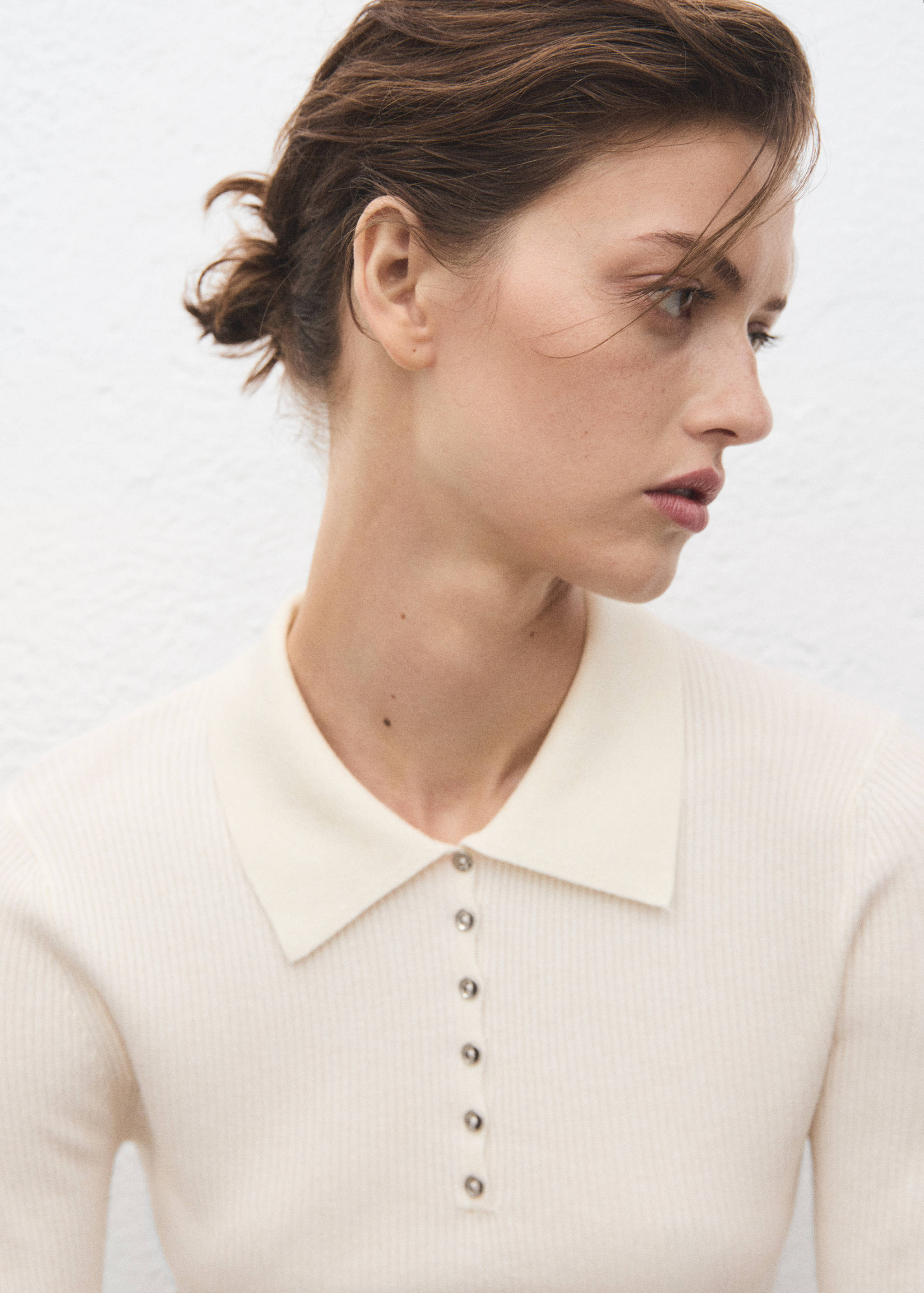 Polo-neck ribbed sweater - Details of the article 1