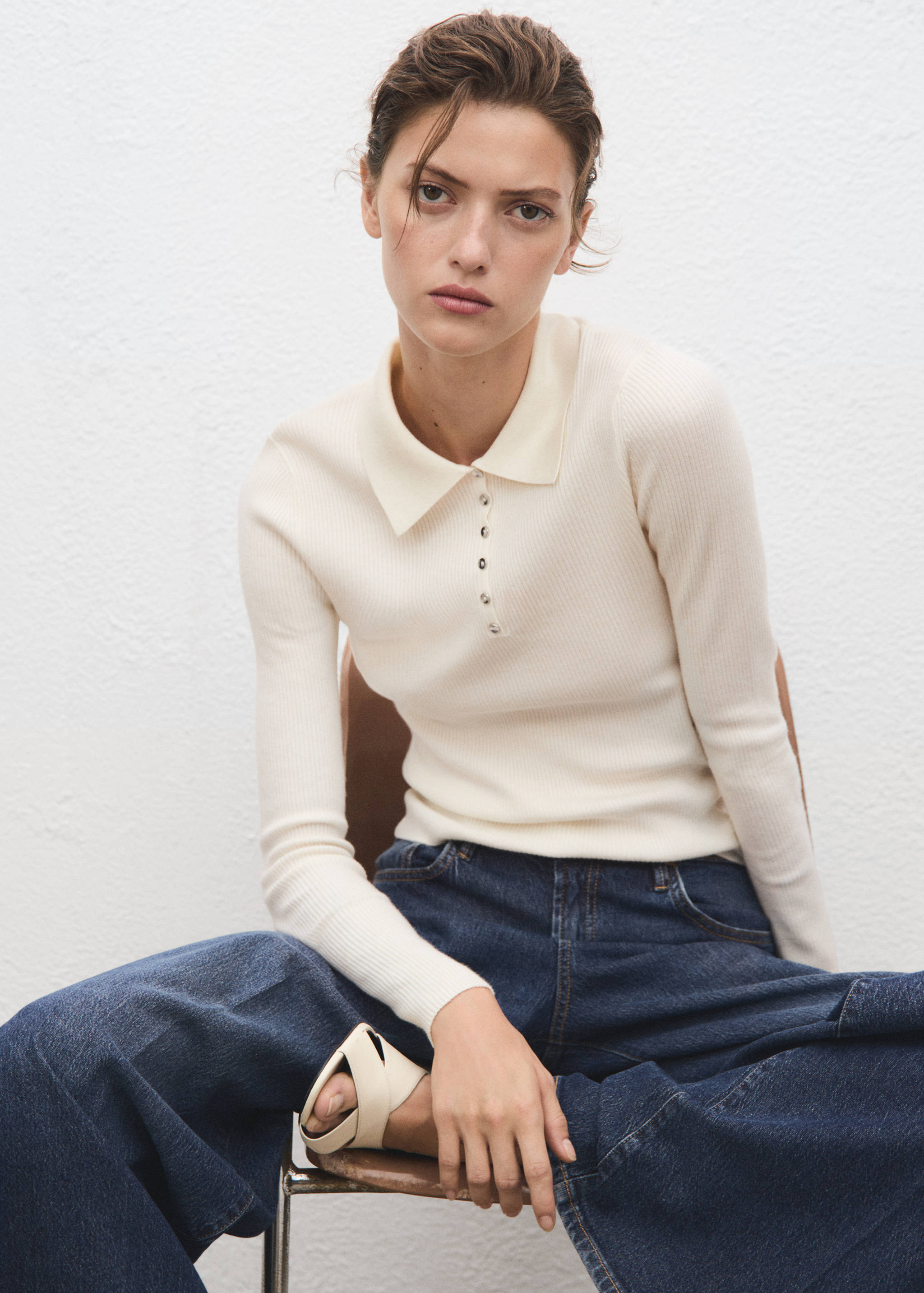 Polo-neck ribbed sweater - Details of the article 2