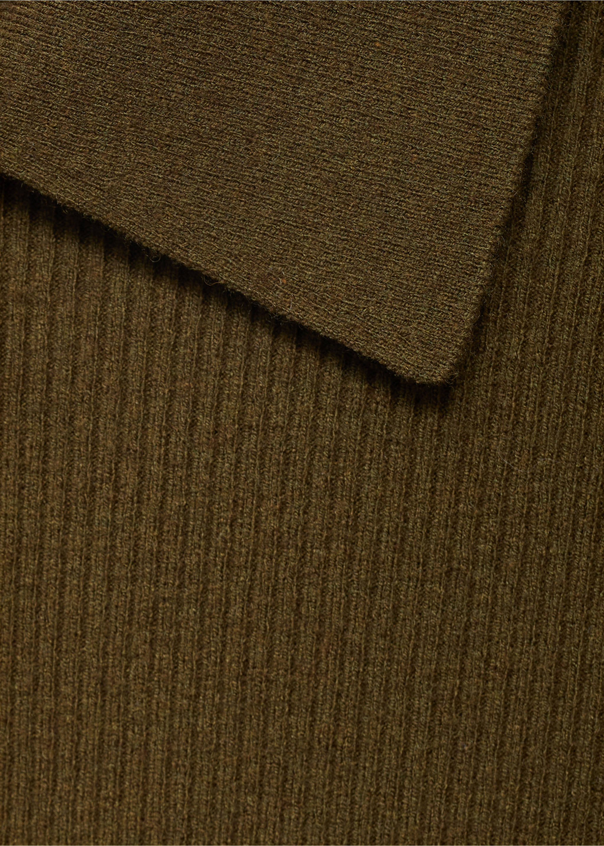 Polo-neck ribbed sweater - Details of the article 0, Khaki. Ref: 17005822-00.