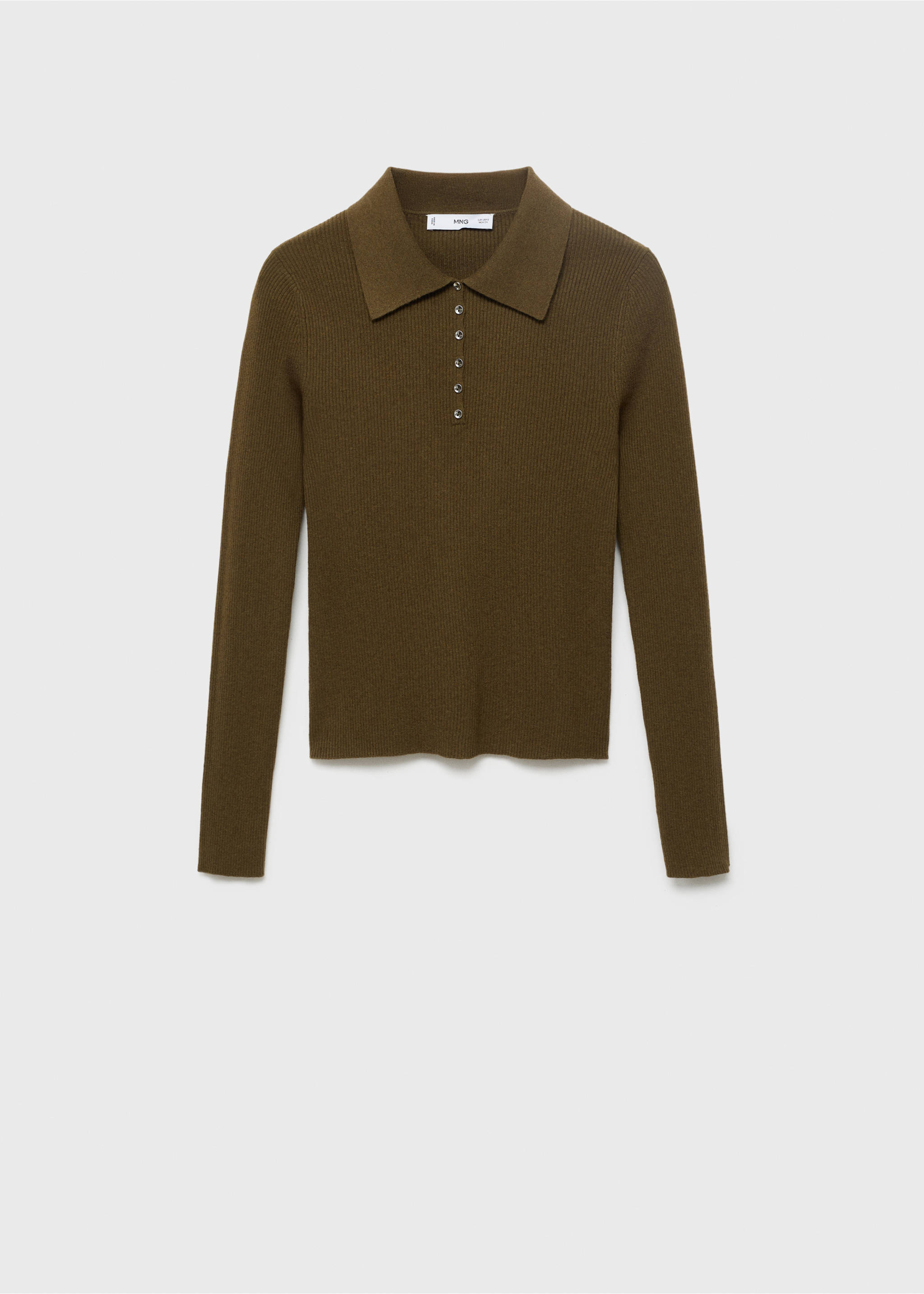 Polo-neck ribbed sweater - Article without model, Khaki. Ref: 17005822-00.