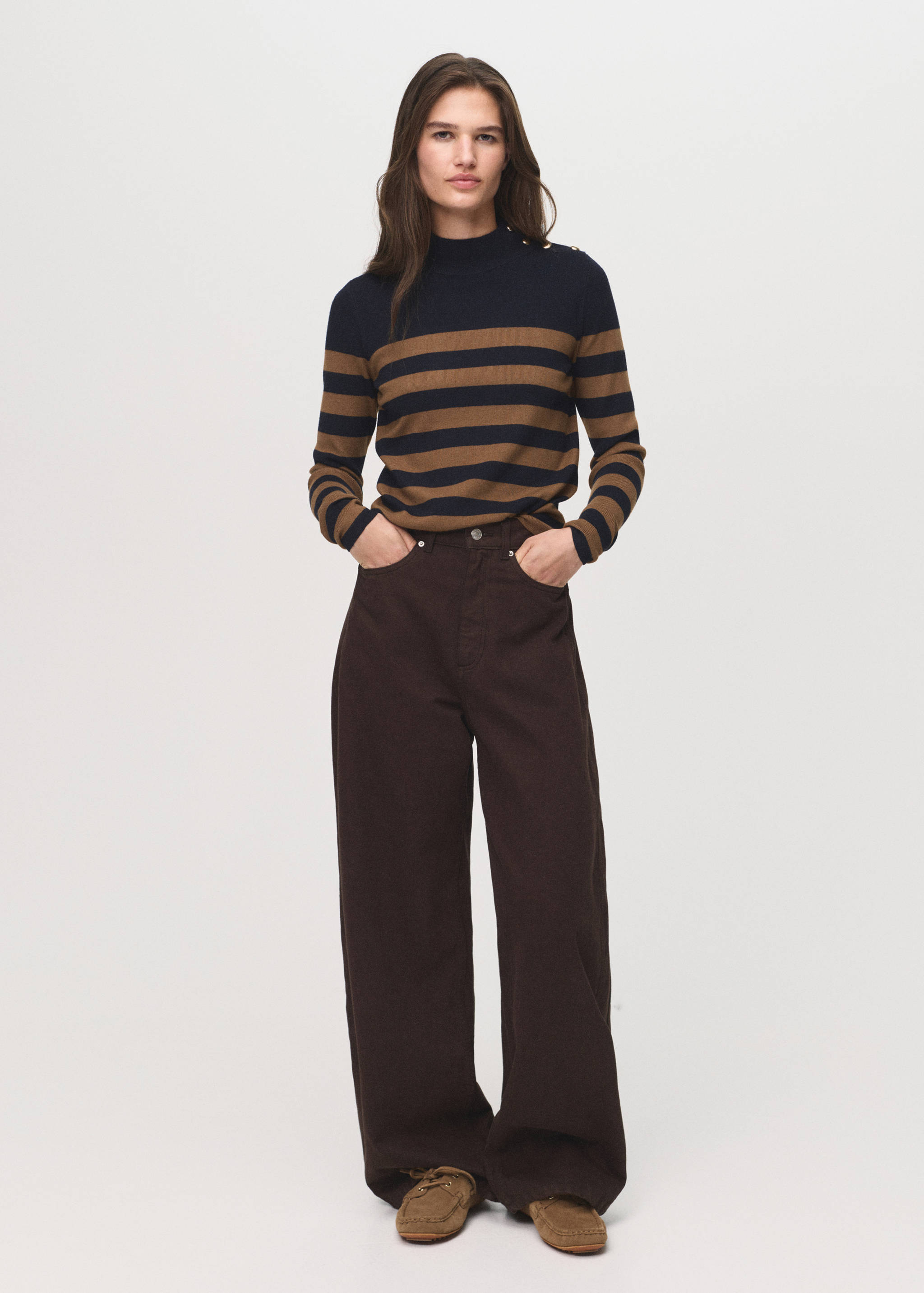 Perkins-neck sweater with button - General plane