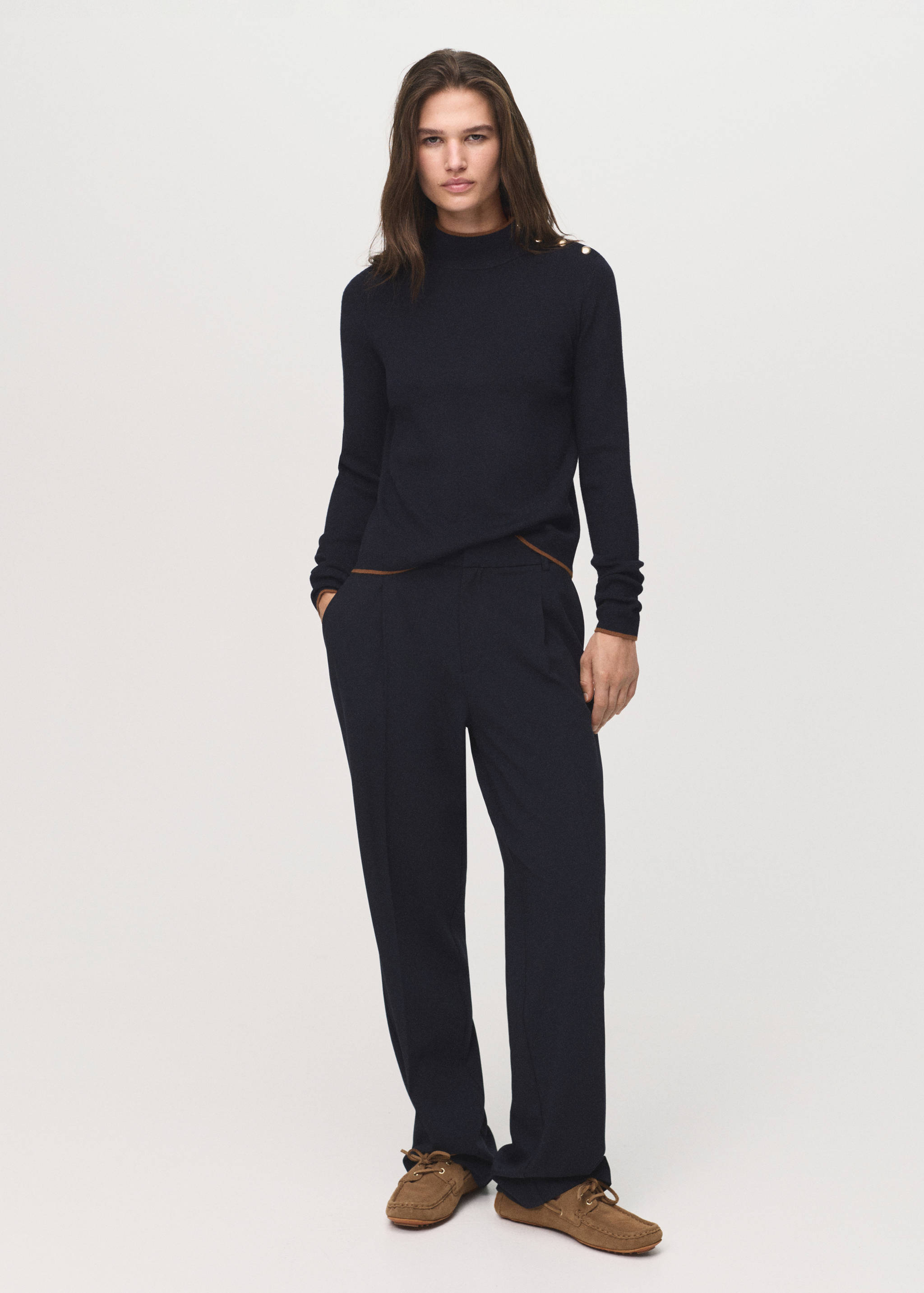 Perkins-neck sweater with button - General plane