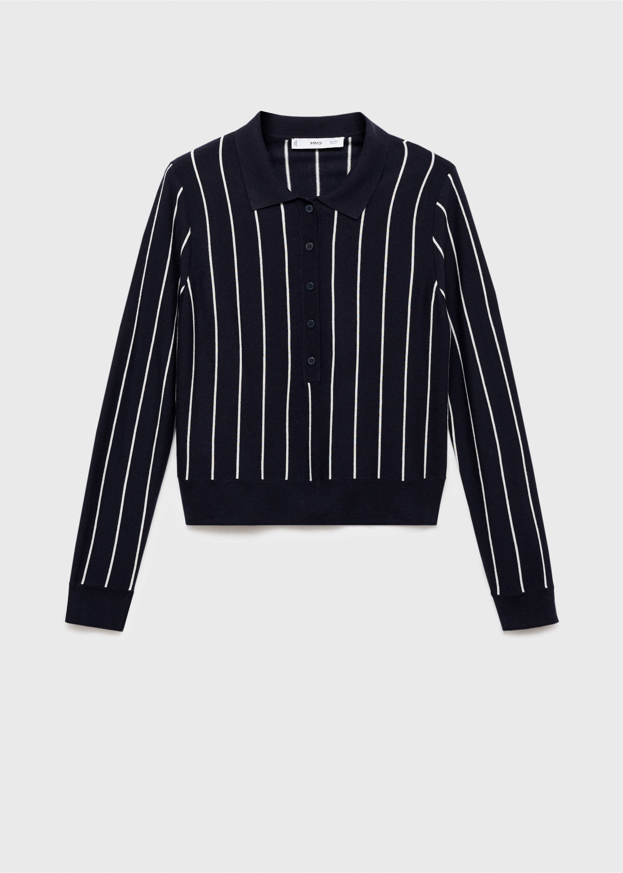 Pull-over rayures col polo - Article sans modèle, Bleu marine. Ref: 17005827-00.