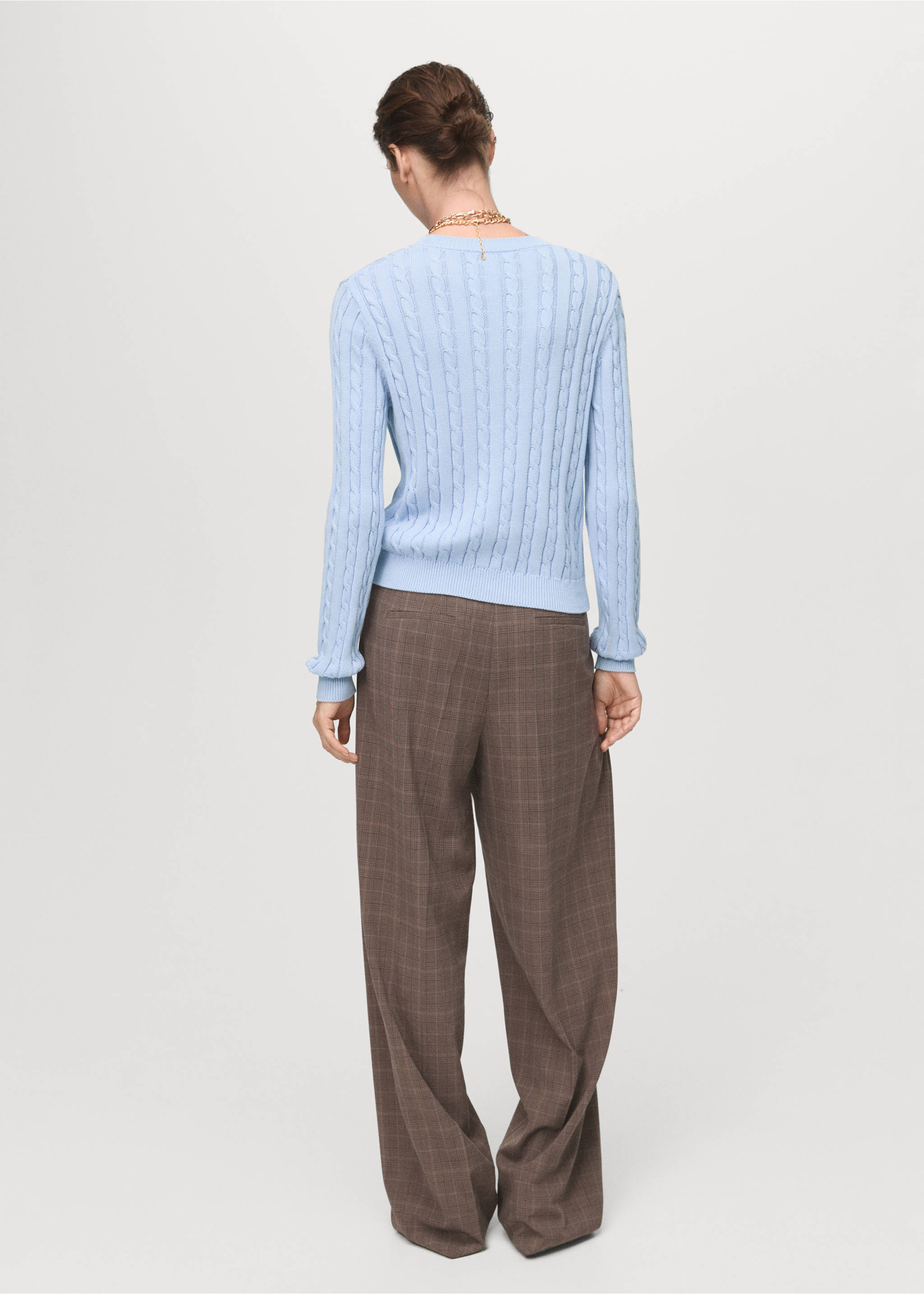 Braided knitted sweater - Reverse of the article, Sky Blue. Ref: 17005831-00.