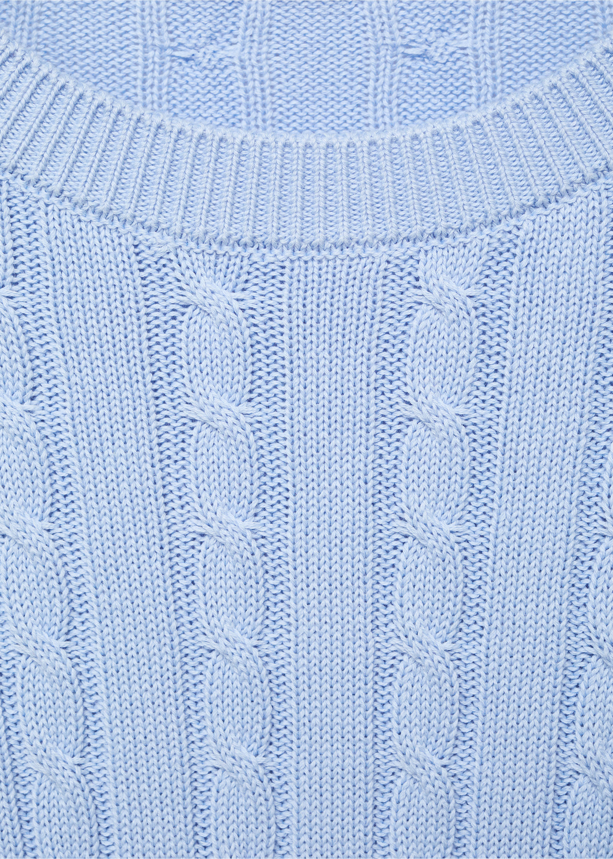 Braided knitted sweater - Details of the article 8, Sky Blue. Ref: 17005831-00.