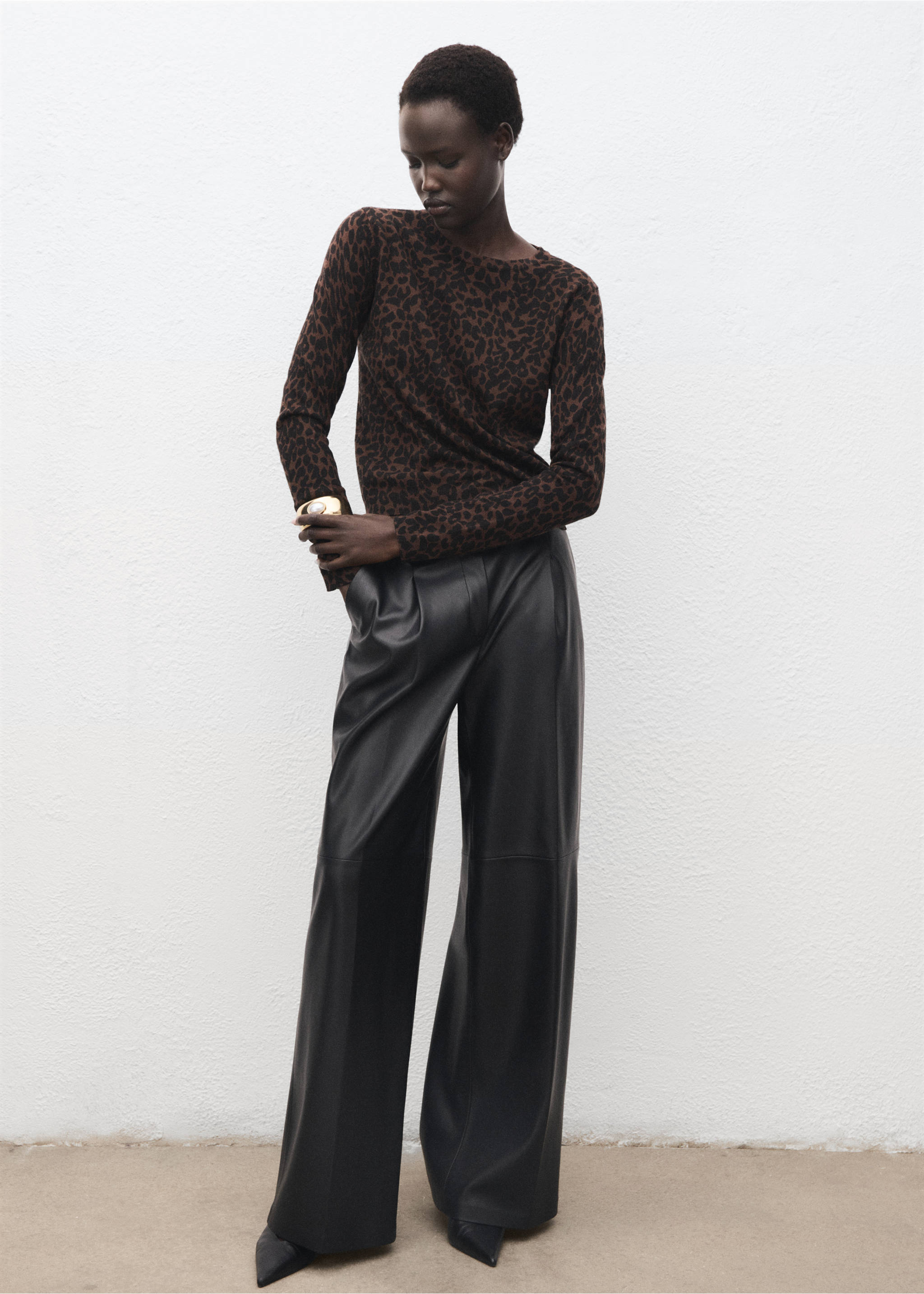 Ribbed leopard-print sweater - General plane, Chocolate. Ref: 17005832-00.