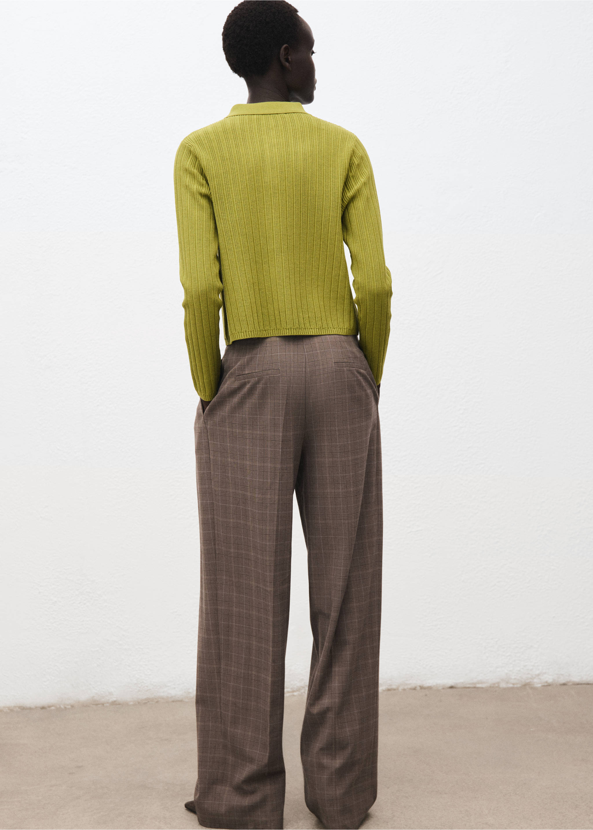 Polo-neck ribbed sweater - Reverse of the article, Green. Ref: 17005834-00.