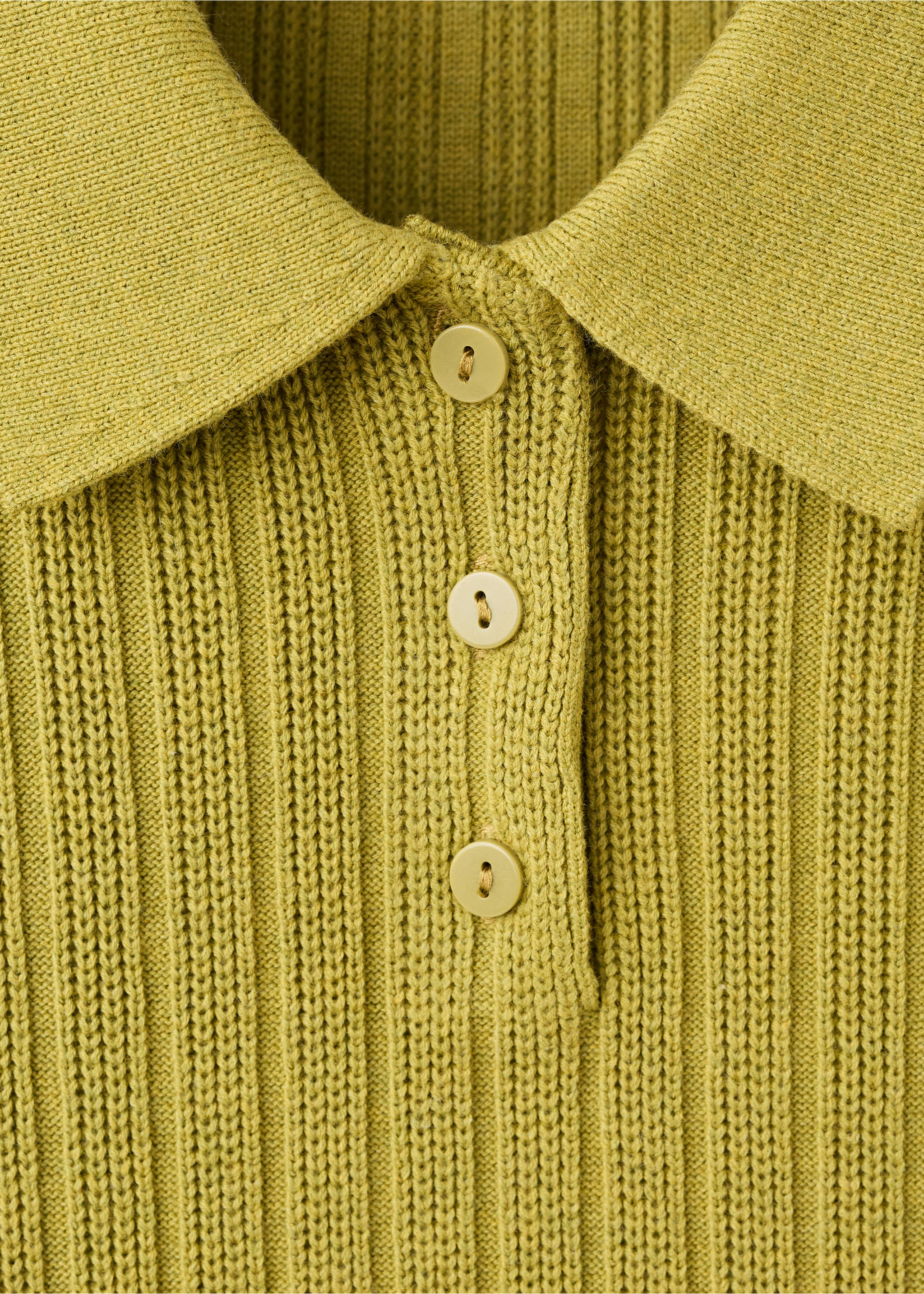 Polo-neck ribbed sweater - Details of the article 8, Green. Ref: 17005834-00.