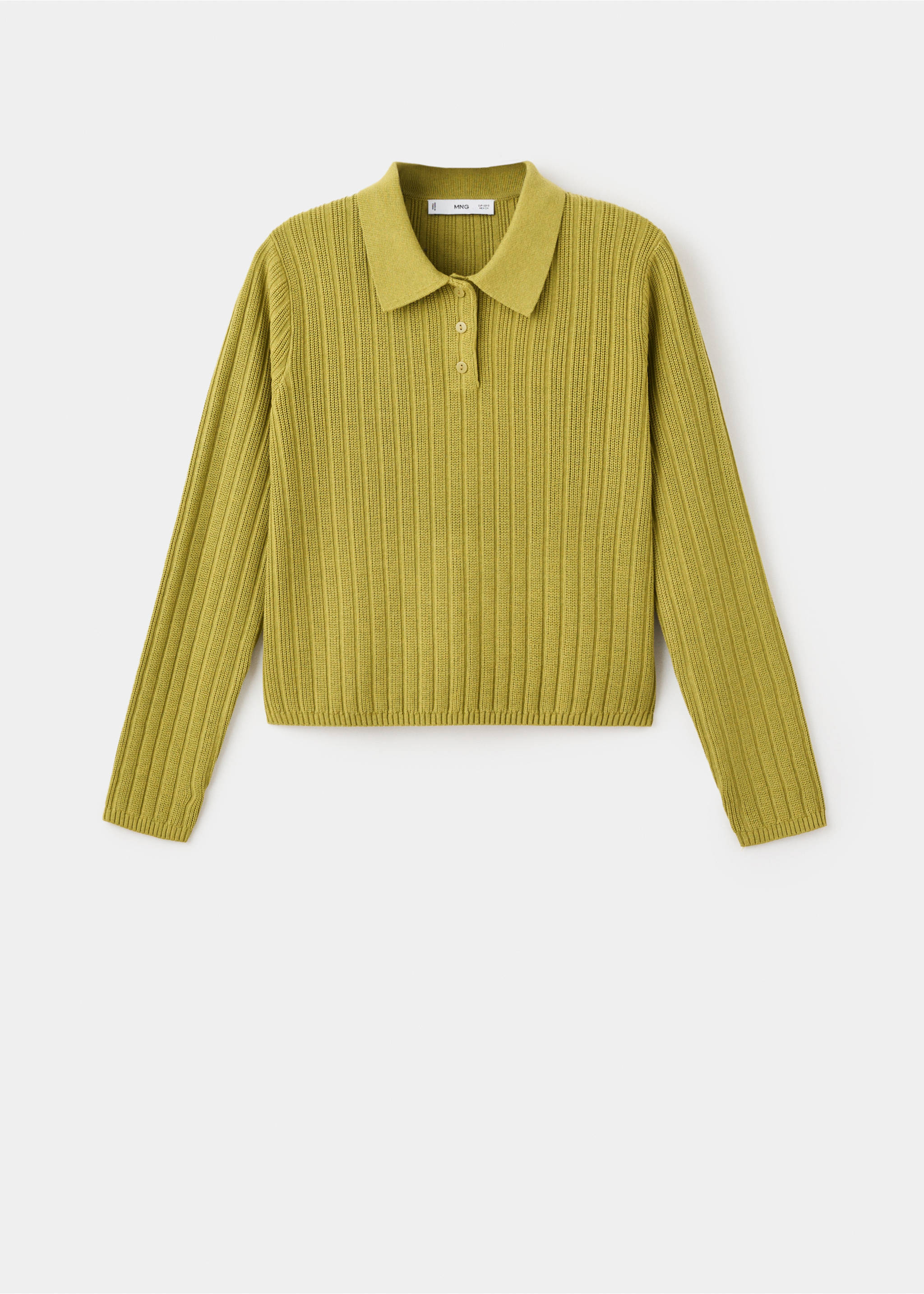 Polo-neck ribbed sweater - Article without model, Green. Ref: 17005834-00.