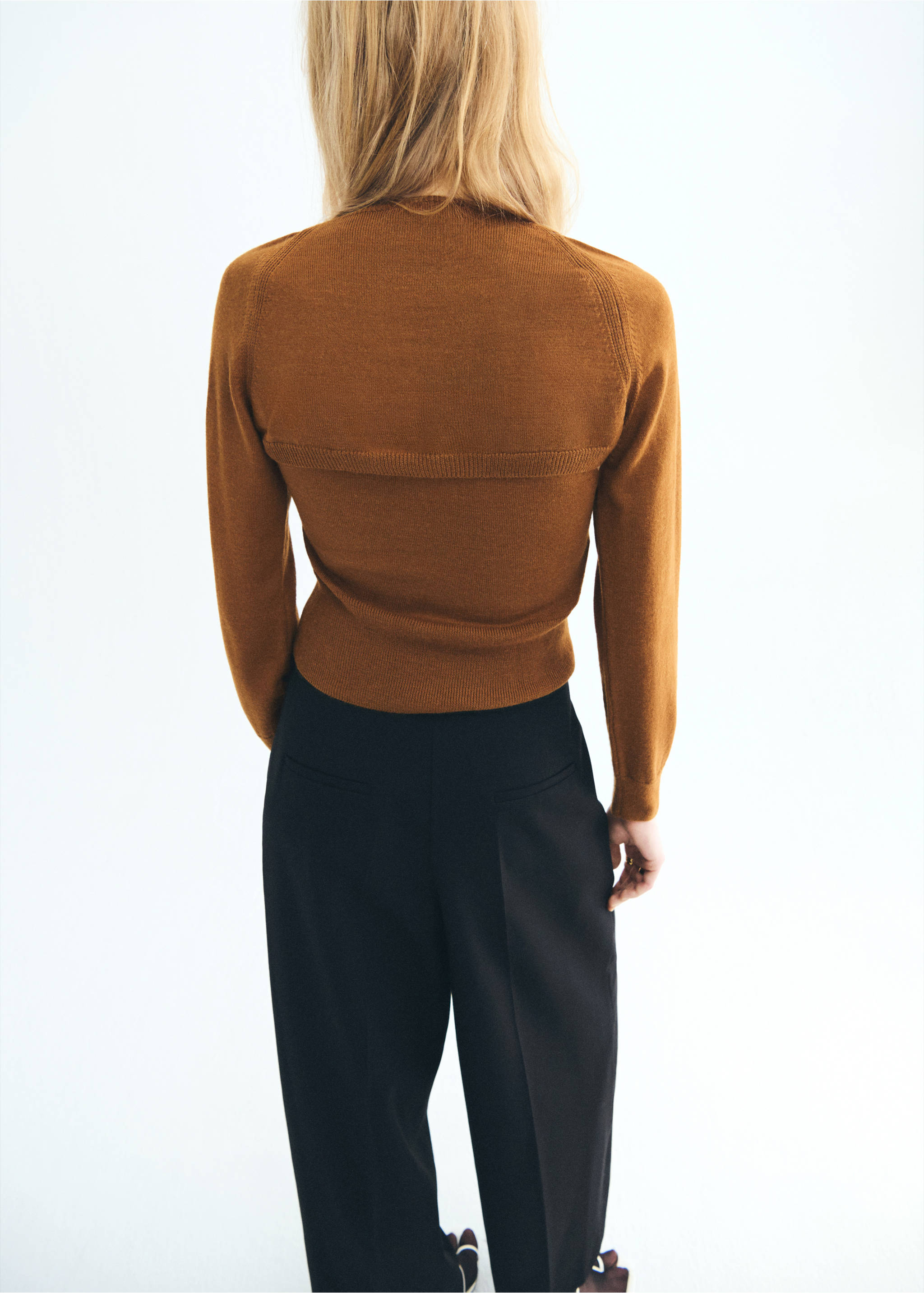 Sweater with cardigan-style detailing - Reverse of the article, Medium Brown. Ref: 17005835-00.